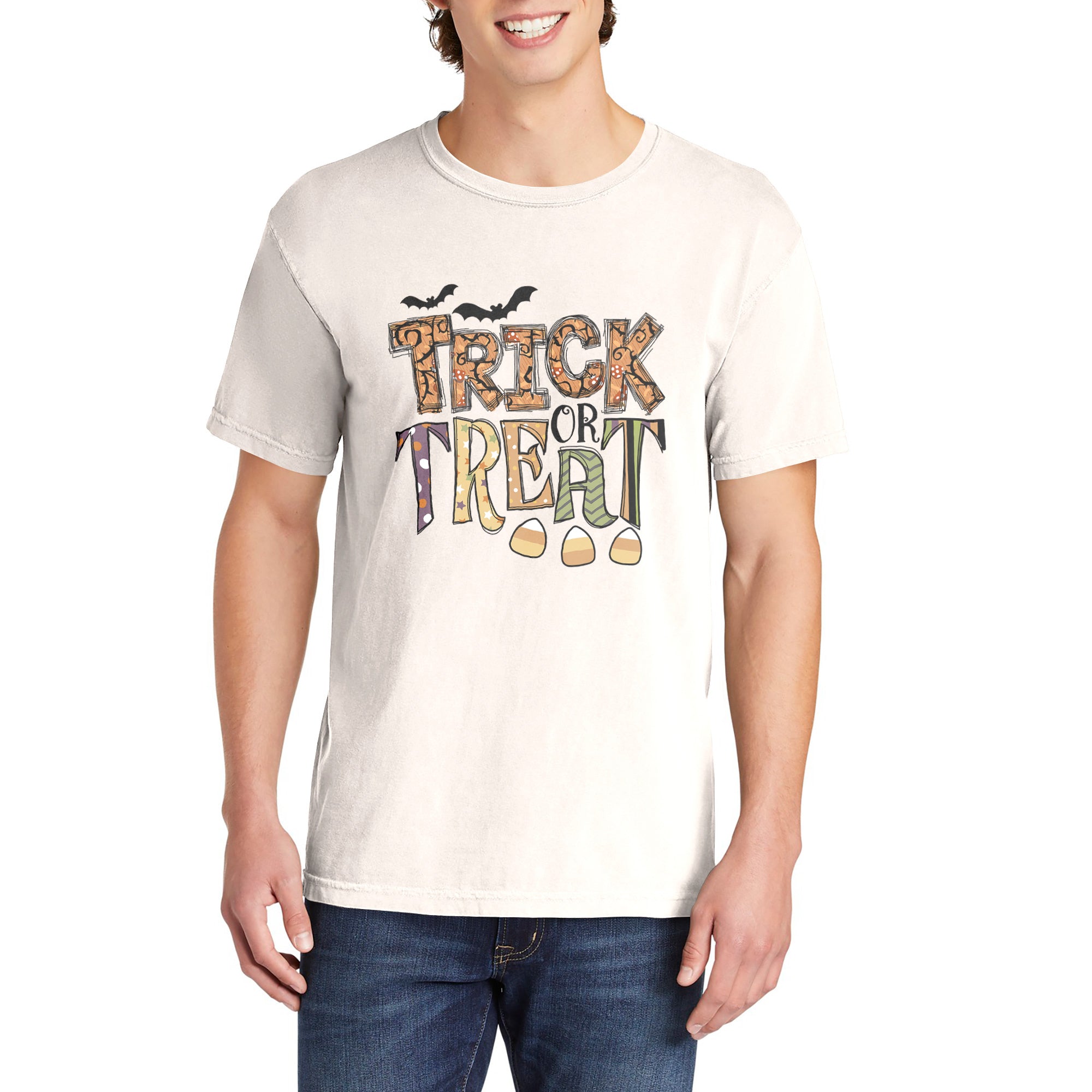 Trick or Treat Halloween Oversized Shirt Garment-Dyed Graphic Tee