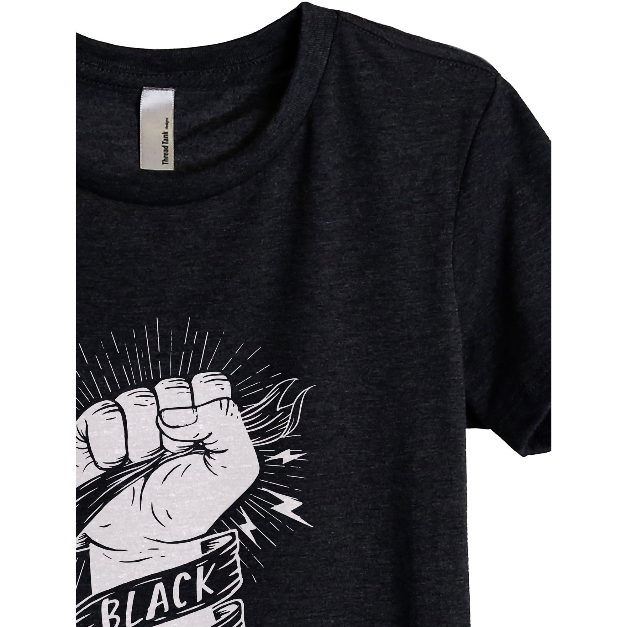 Black Lives Matter Women's Relaxed Crewneck T-Shirt Top Tee Charcoal Grey Zoom Details