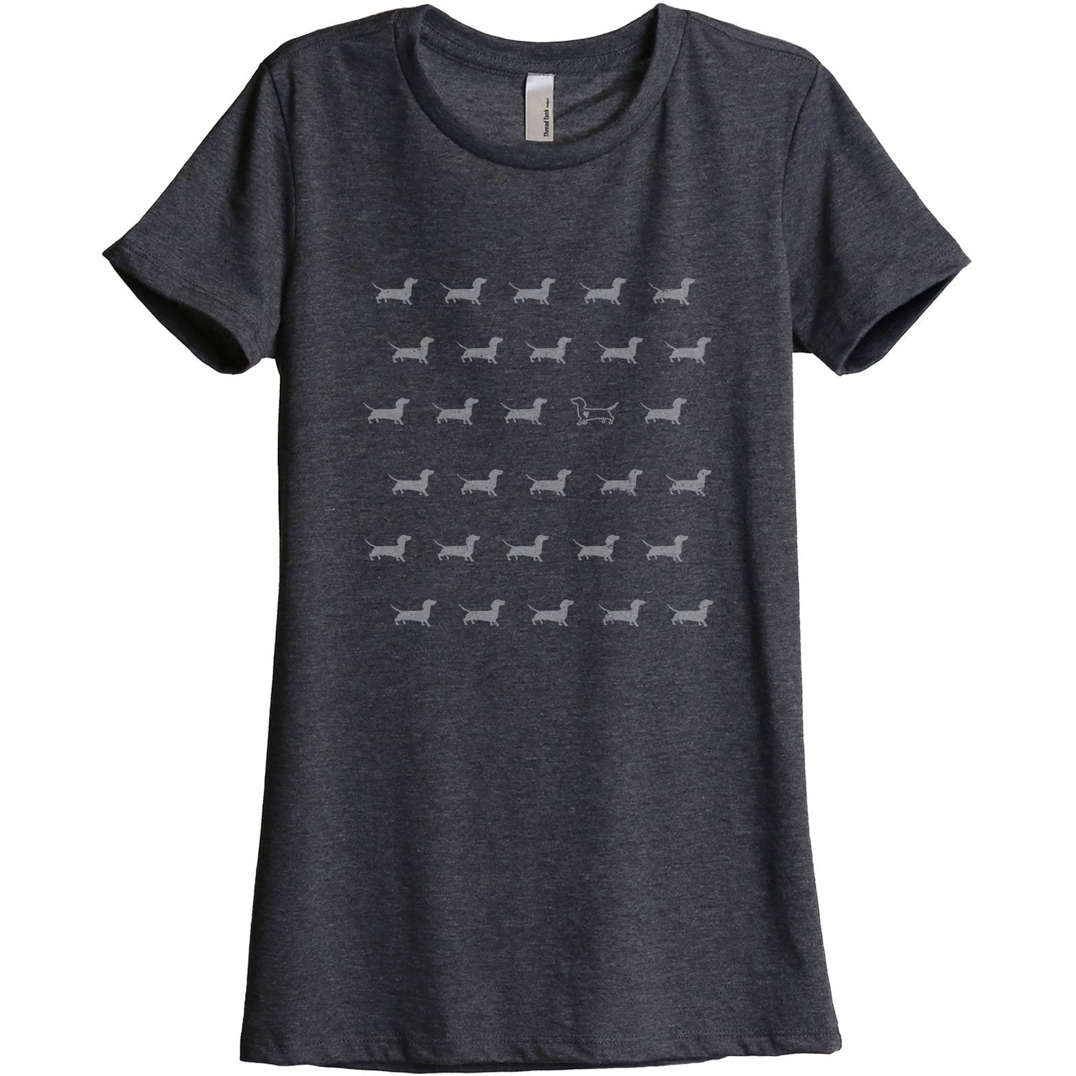 Dachshund Stand Out Women's Relaxed Crewneck T-Shirt Top Tee Charcoal Grey

