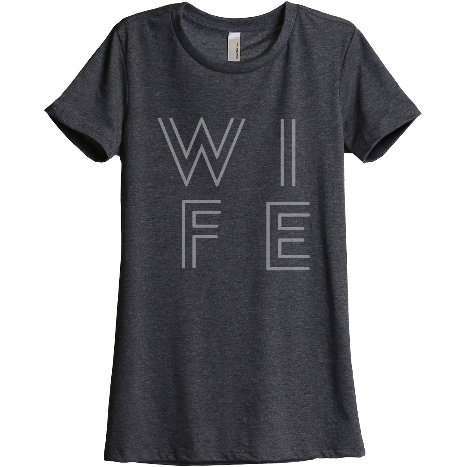 Wife Women's Relaxed Crewneck T-Shirt Top Tee Charcoal Grey
