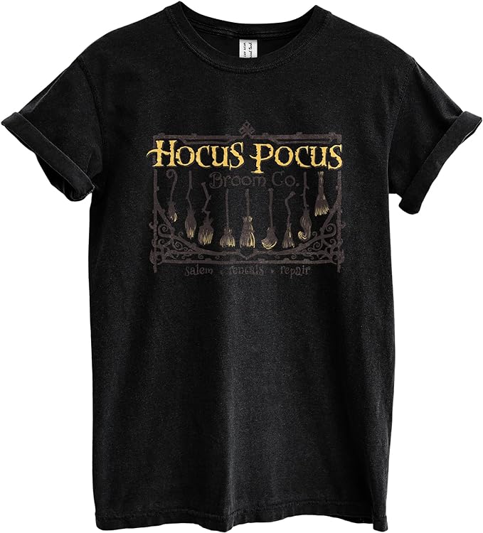 Hocus Pocus Broom Co. Halloween Oversized Shirt Garment-Dyed Graphic Tee