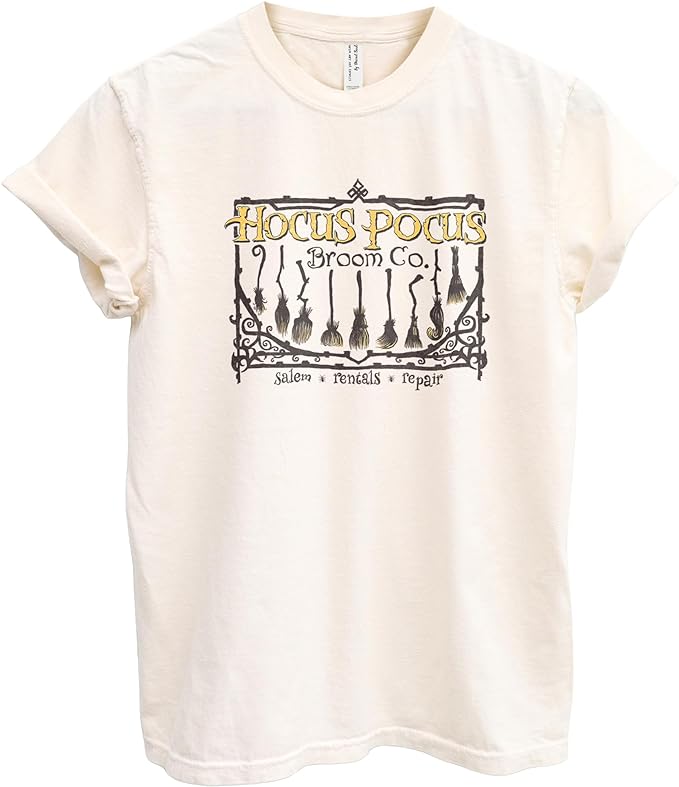 Hocus Pocus Broom Co. Halloween Oversized Shirt Garment-Dyed Graphic Tee