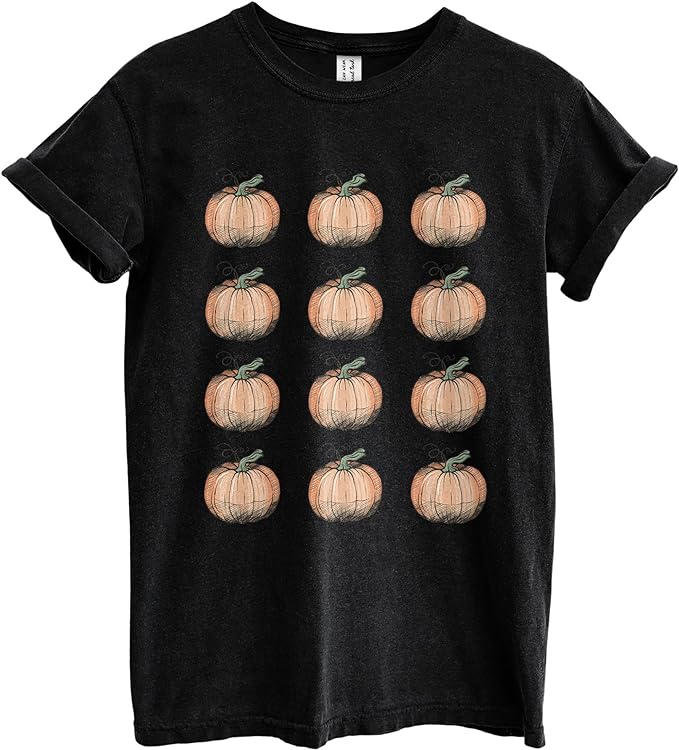 Cute Pumpkin Halloween Oversized Shirt Garment-Dyed Graphic Tee