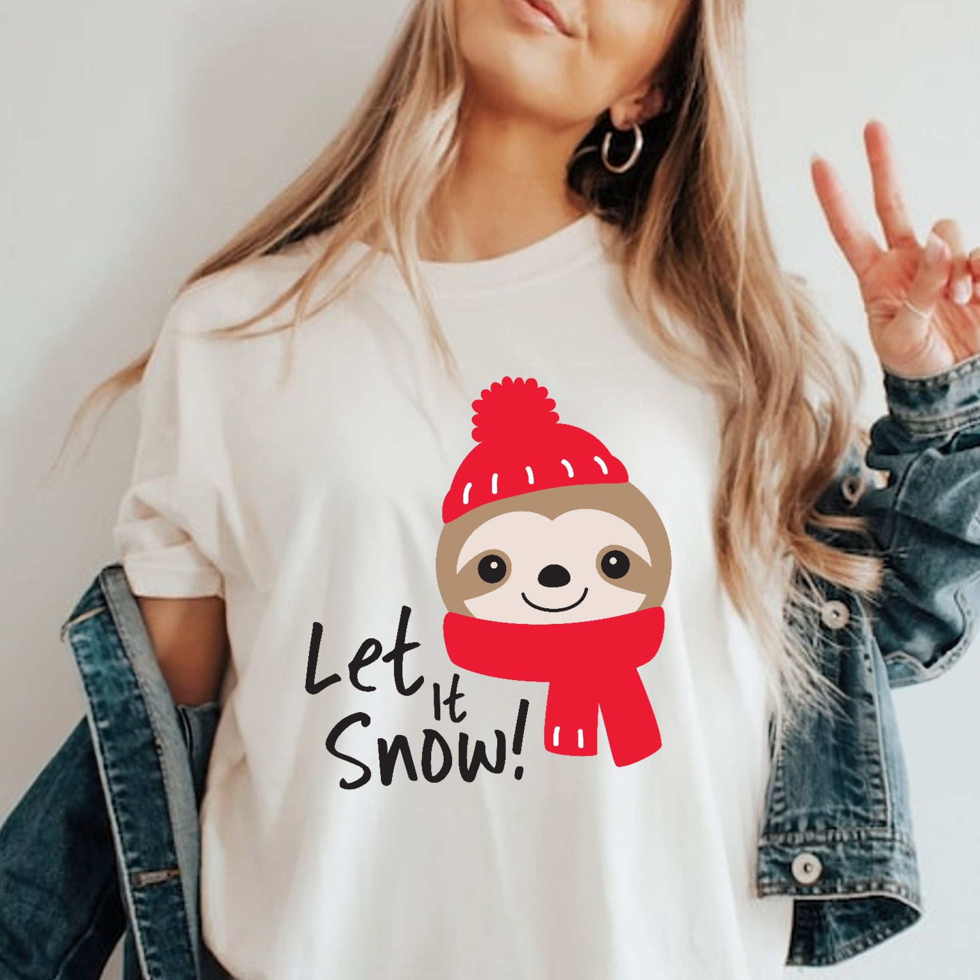 Let it Snow Christmas Shirt, Holiday Oversized Shirt Garment-Dyed Graphic Tee