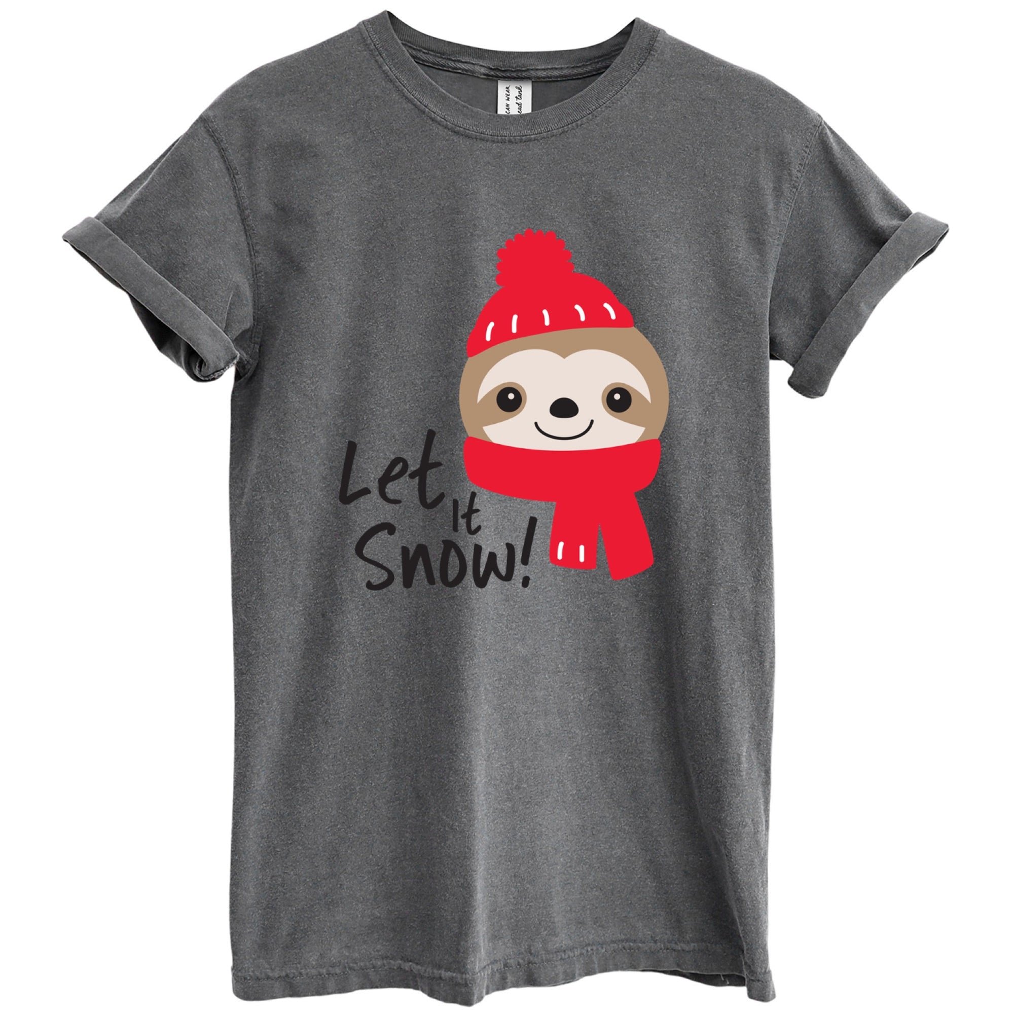 Let it Snow Christmas Shirt, Holiday Oversized Shirt Garment-Dyed Graphic Tee