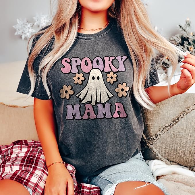 Spooky Mama Halloween Shirt Garment-Dyed Tee