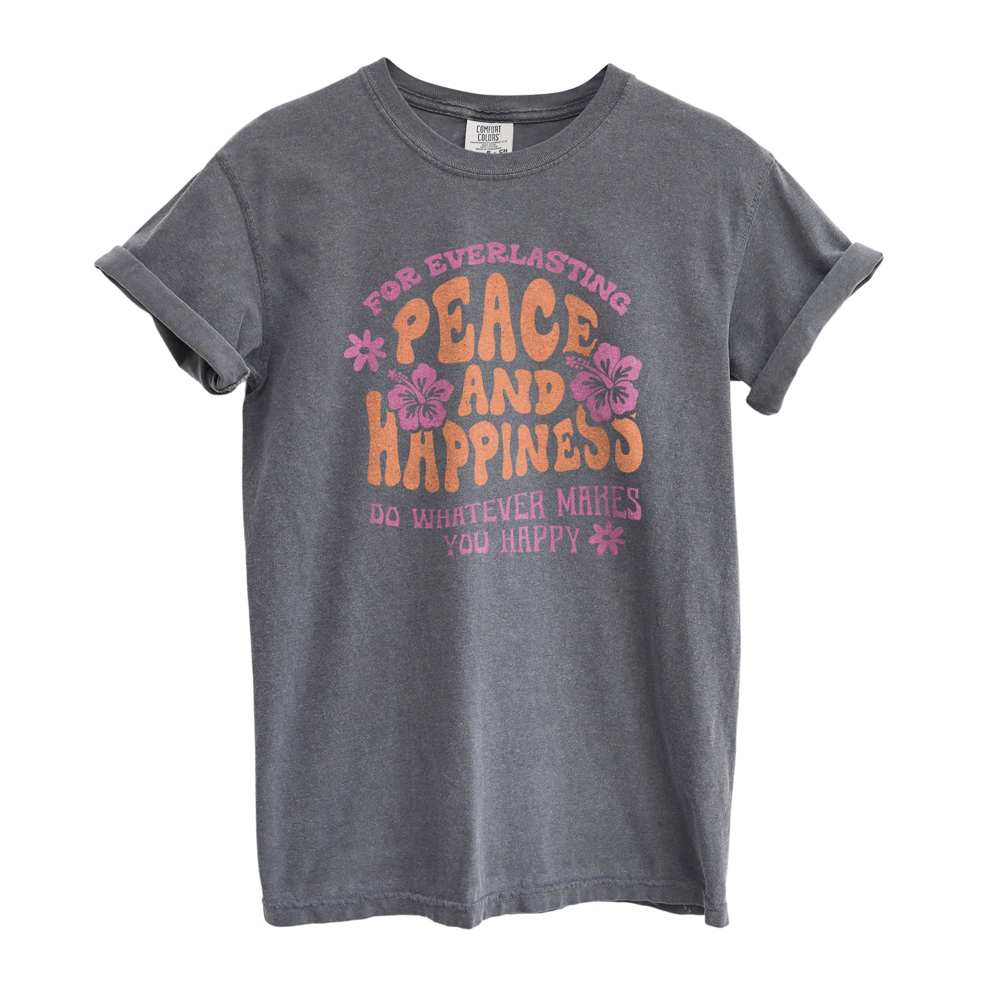 Peace and Happiness Oversized Shirt Garment-Dyed Graphic Tee