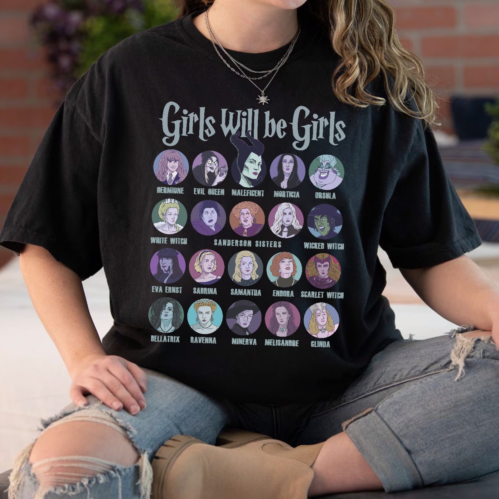 Girls will be Girls (Witches) Oversized Shirt Garment-Dyed Graphic Tee