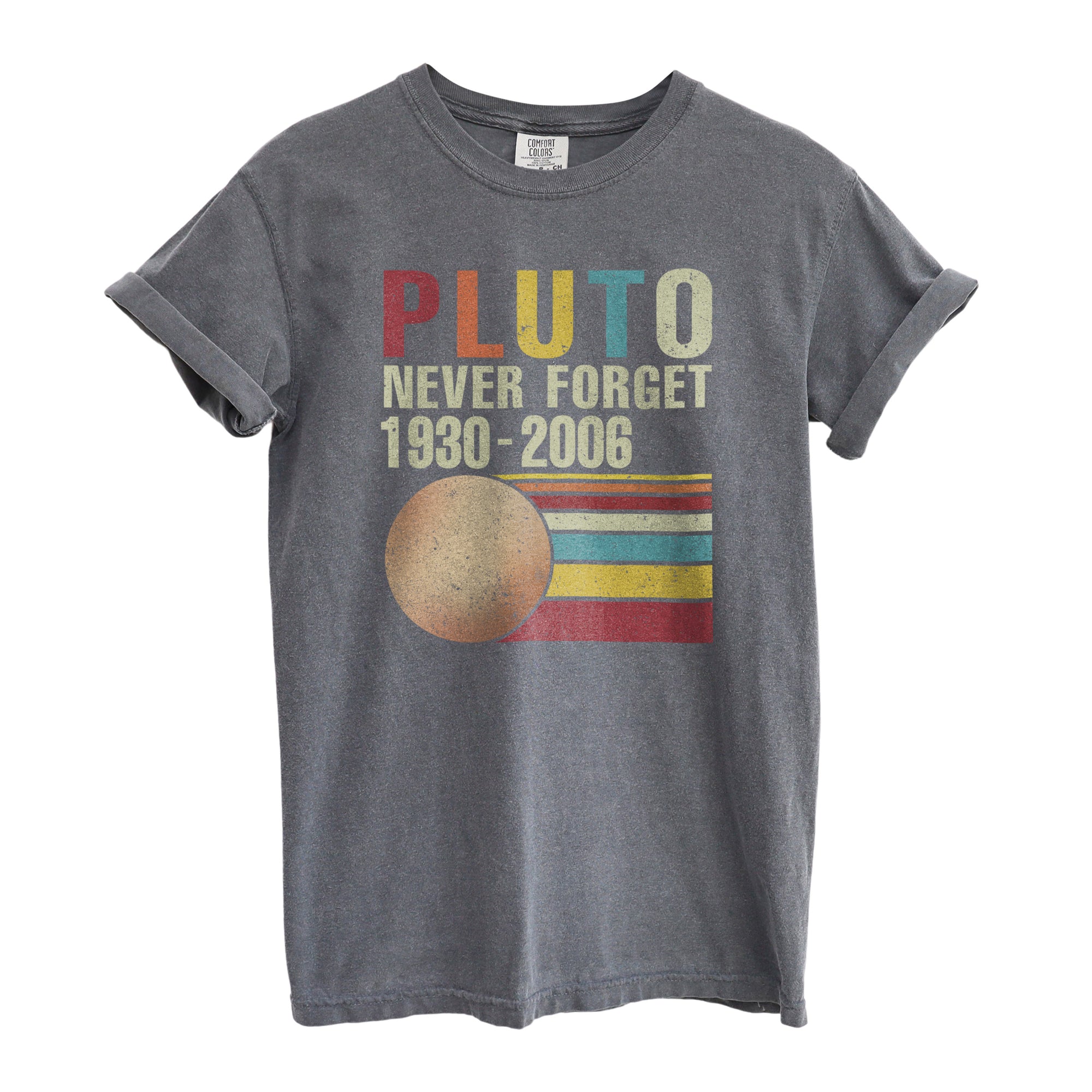 Pluto Never Forget Oversized Shirt for Women Garment-Dyed Graphic Tee