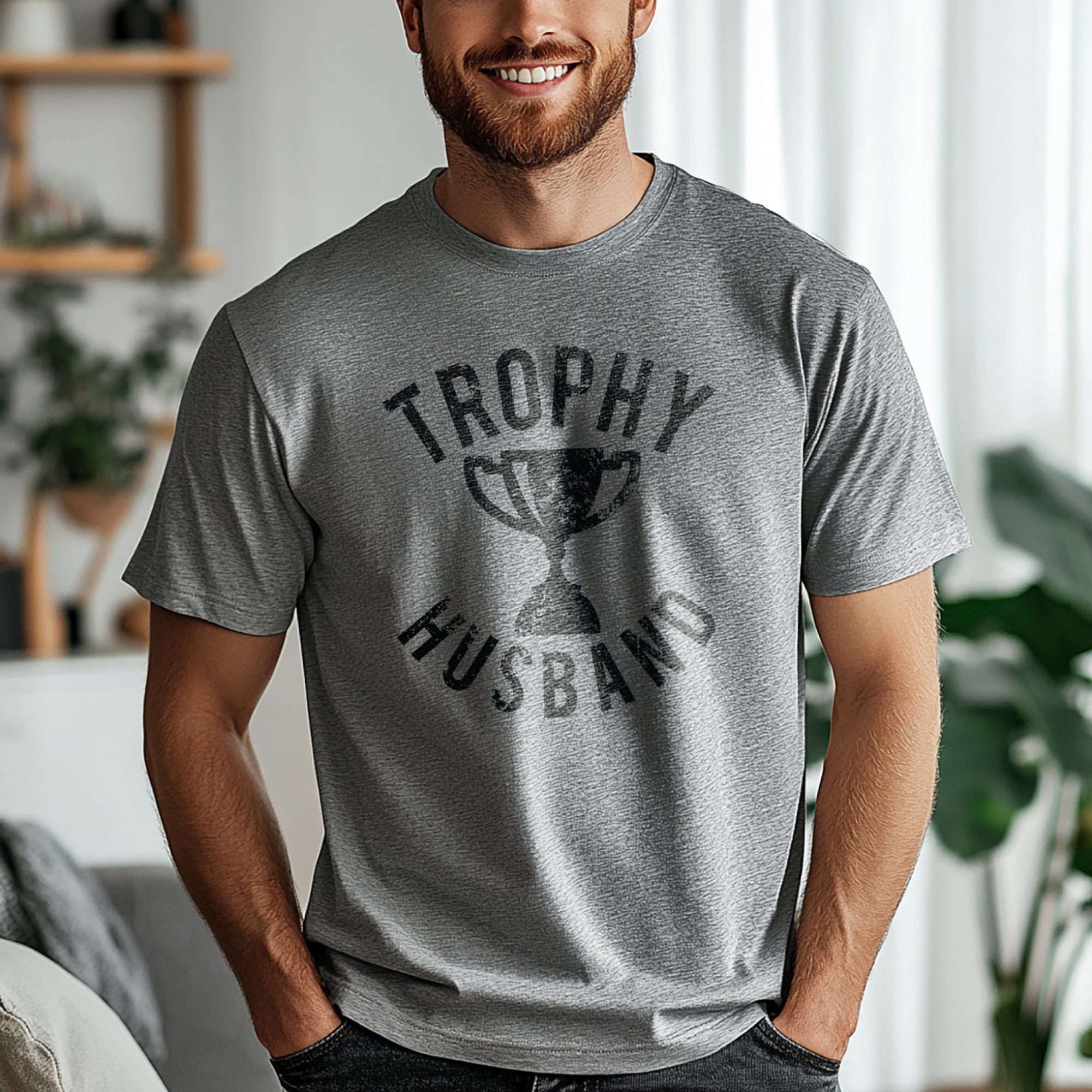 Trophy Husband Oversized Shirt Garment-Dyed Graphic Tee