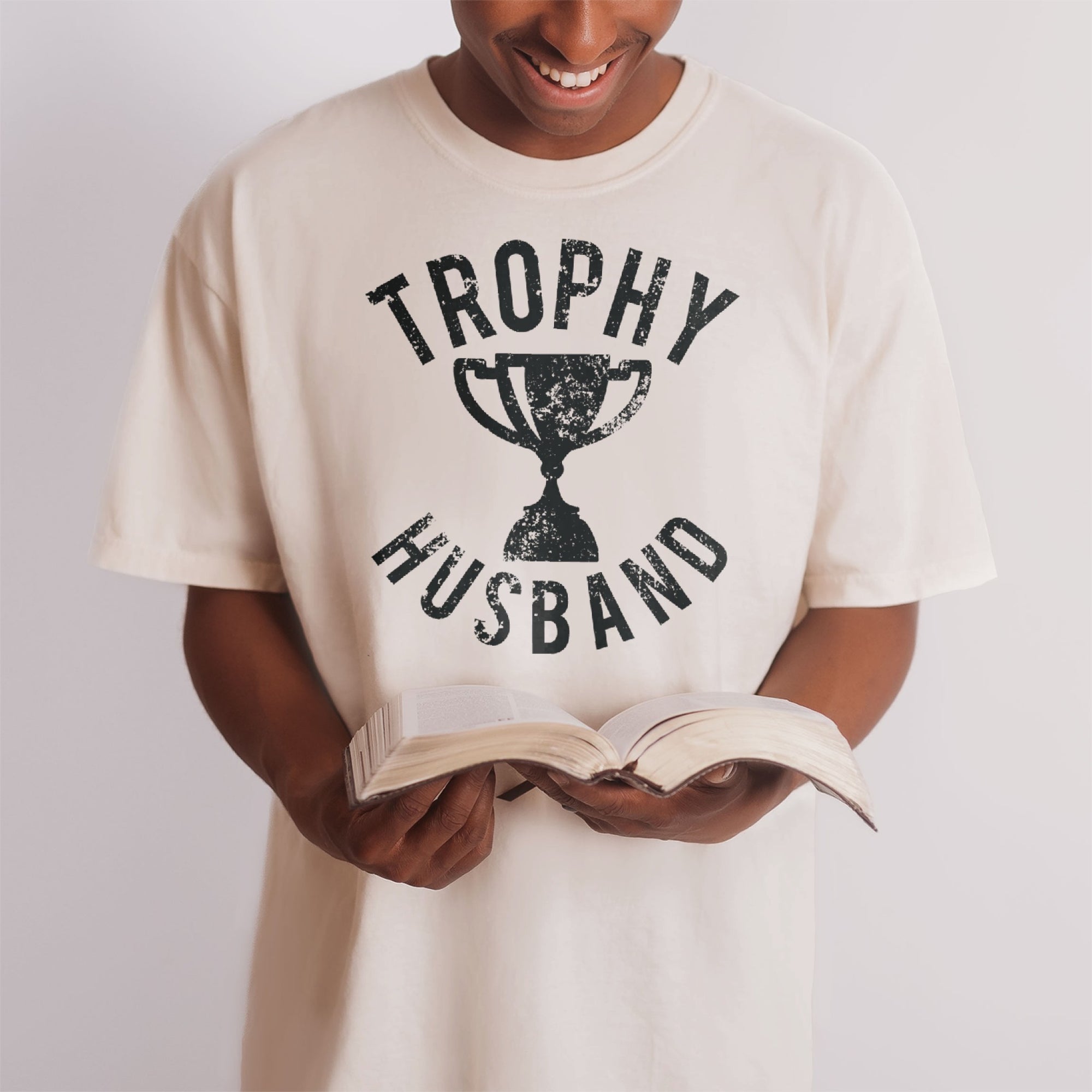 Trophy Husband Oversized Shirt Garment-Dyed Graphic Tee