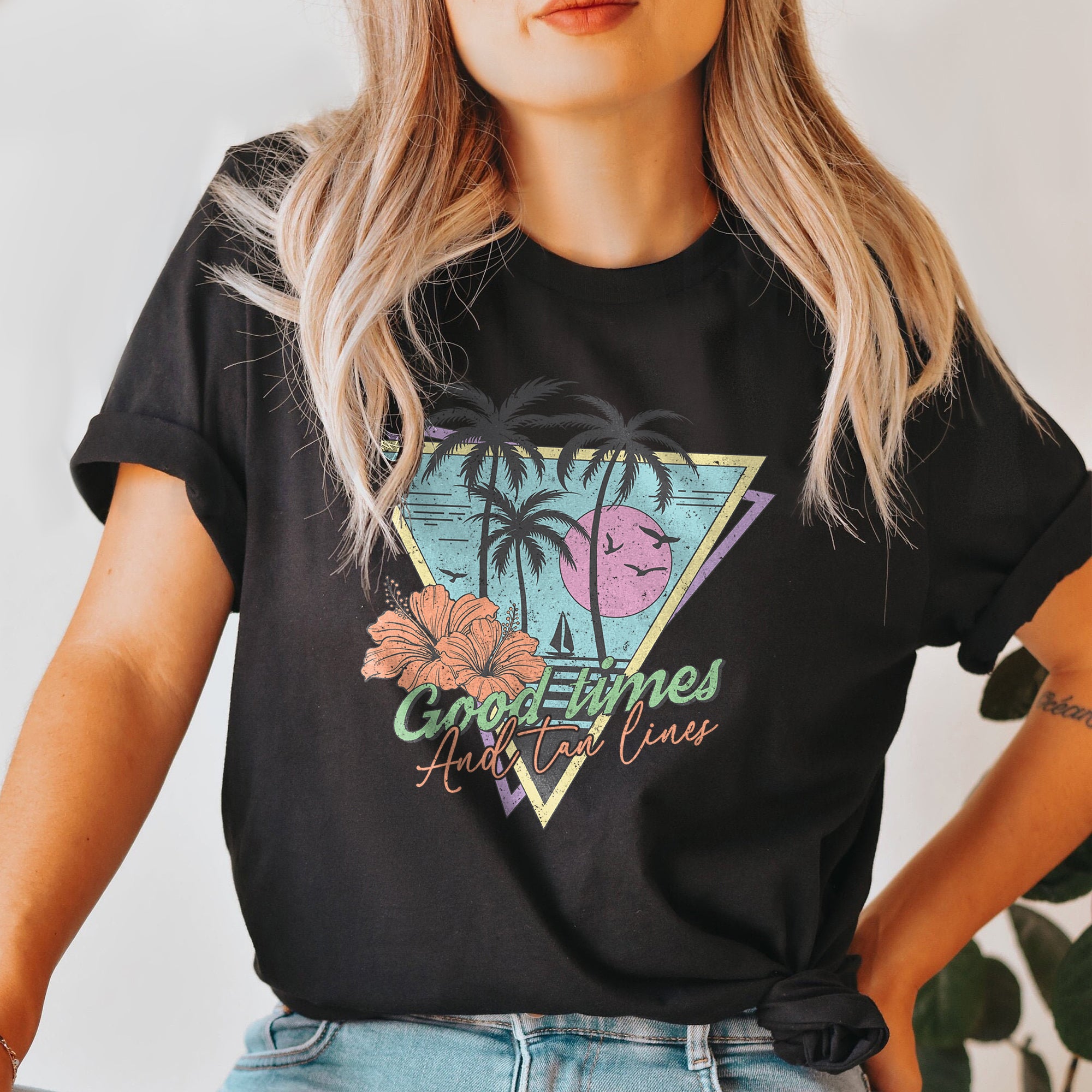Good Times and Tan Lines Oversized Shirt for Women Garment-Dyed Graphic Tee