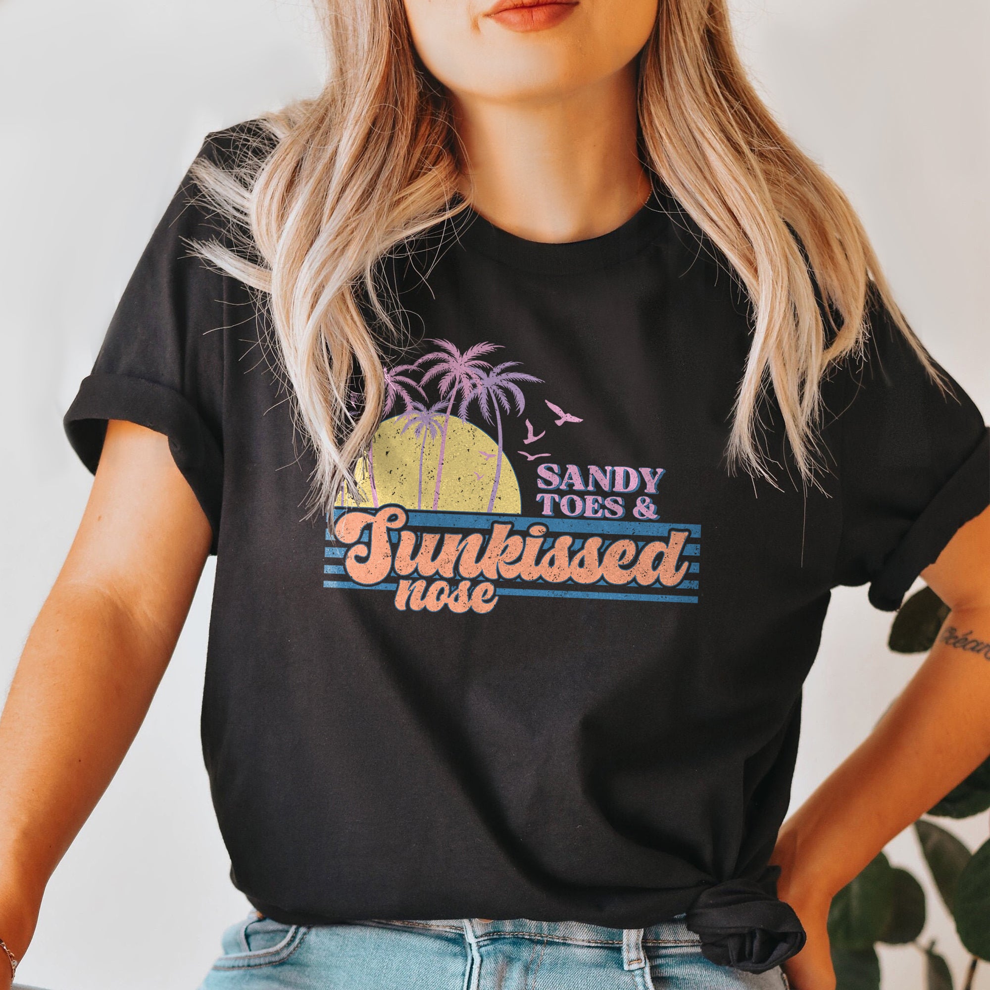 Sandy Toes & Sunkissed Nose Oversized Shirt for Women Garment-Dyed Graphic Tee