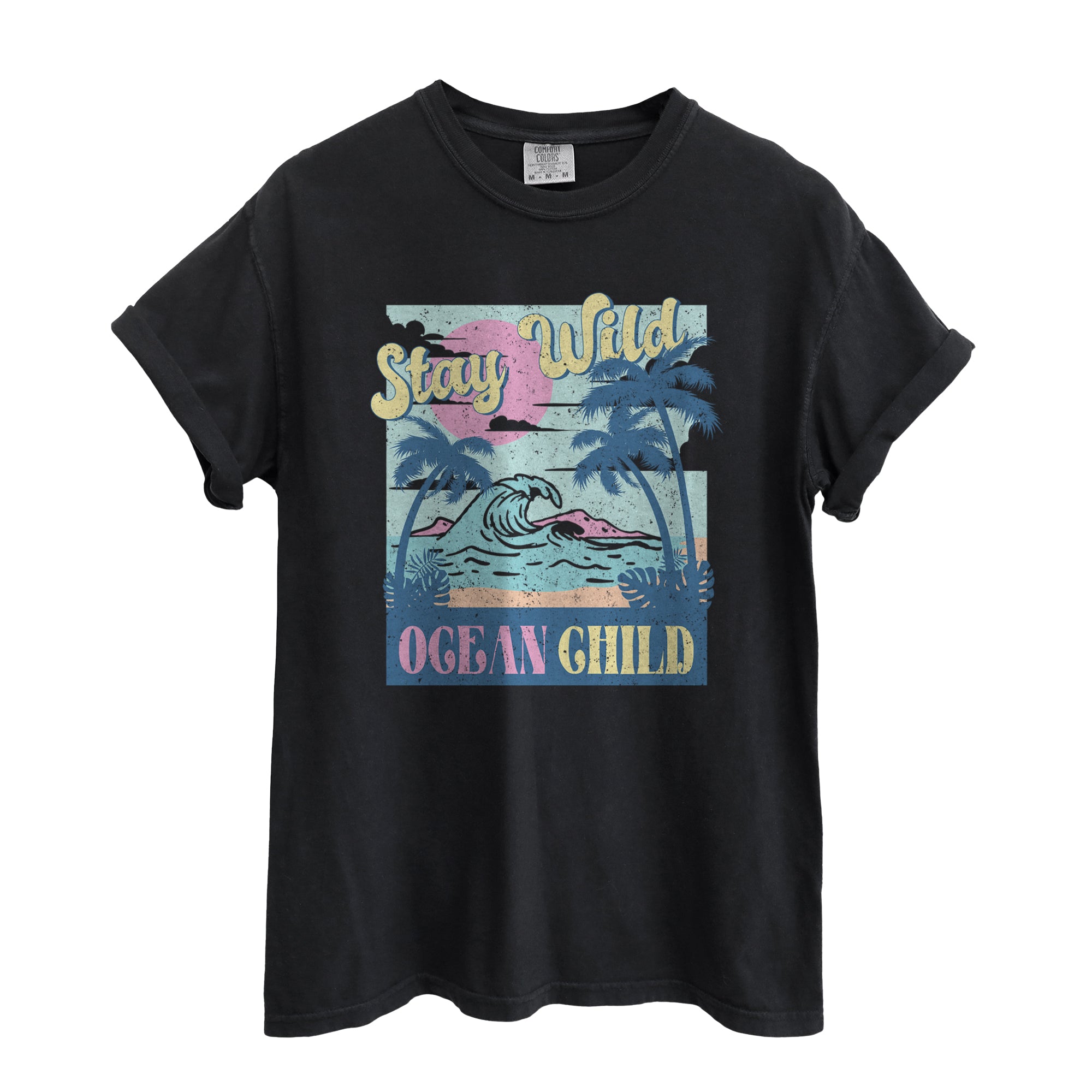 Ocean Child Oversized Shirt for Women Garment-Dyed Graphic Tee