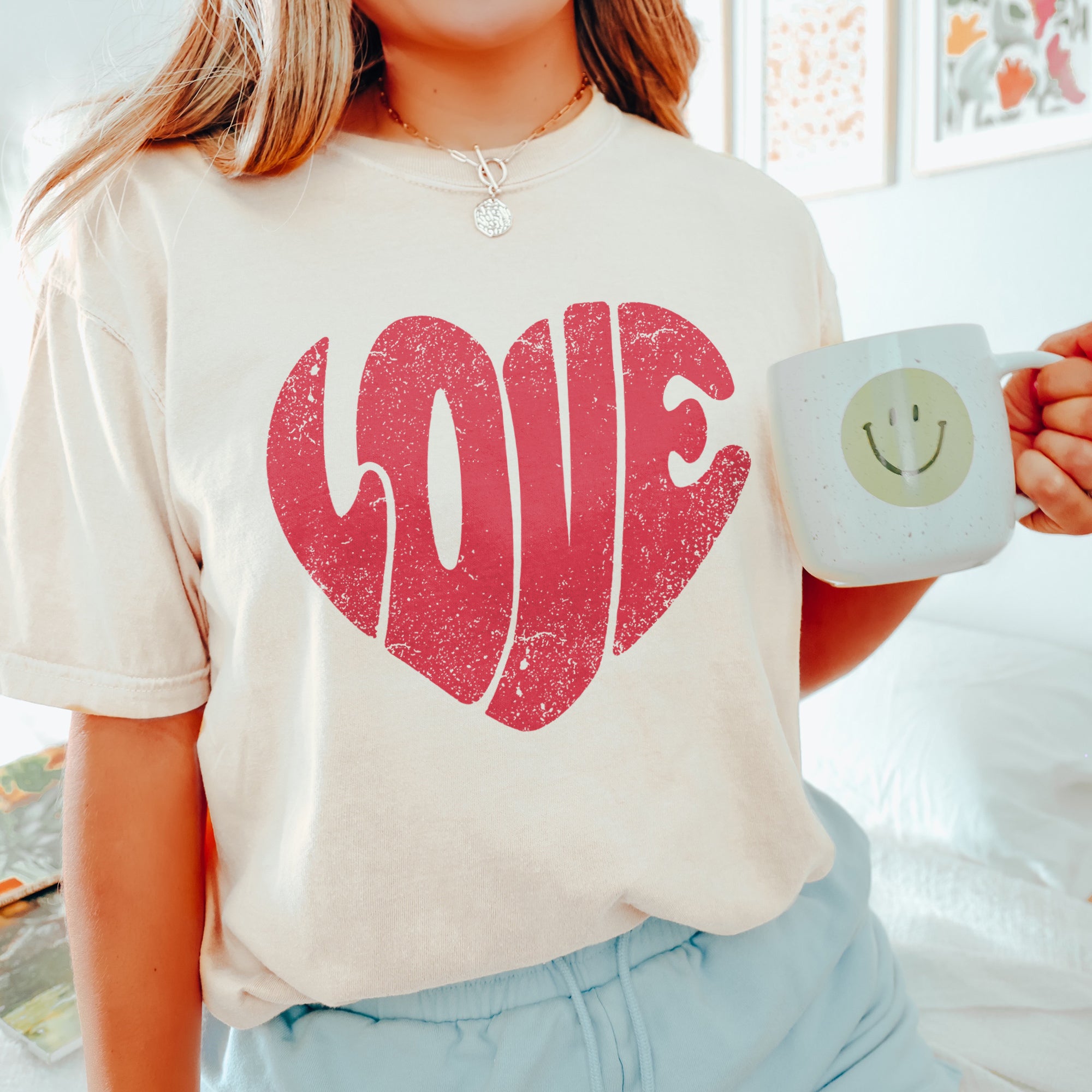 Retro Heart Shirt Garment-Dyed Tee