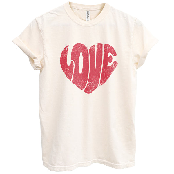 Retro Heart Shirt Garment-Dyed Tee