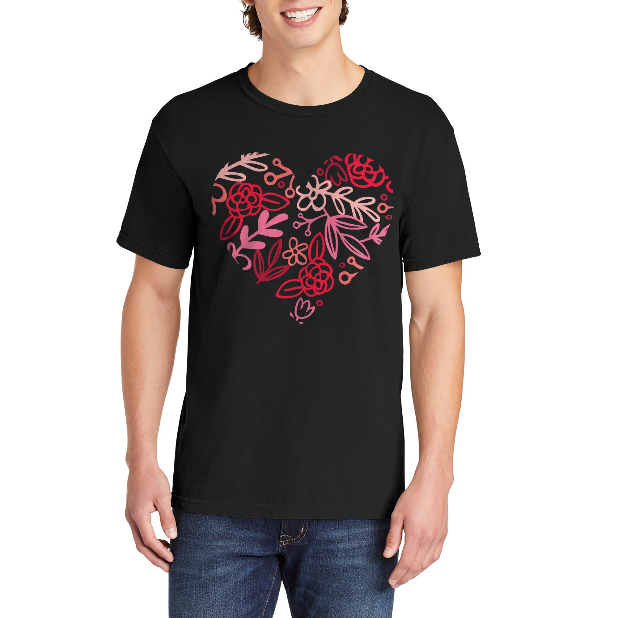Floral Heart Shirt Garment-Dyed Tee