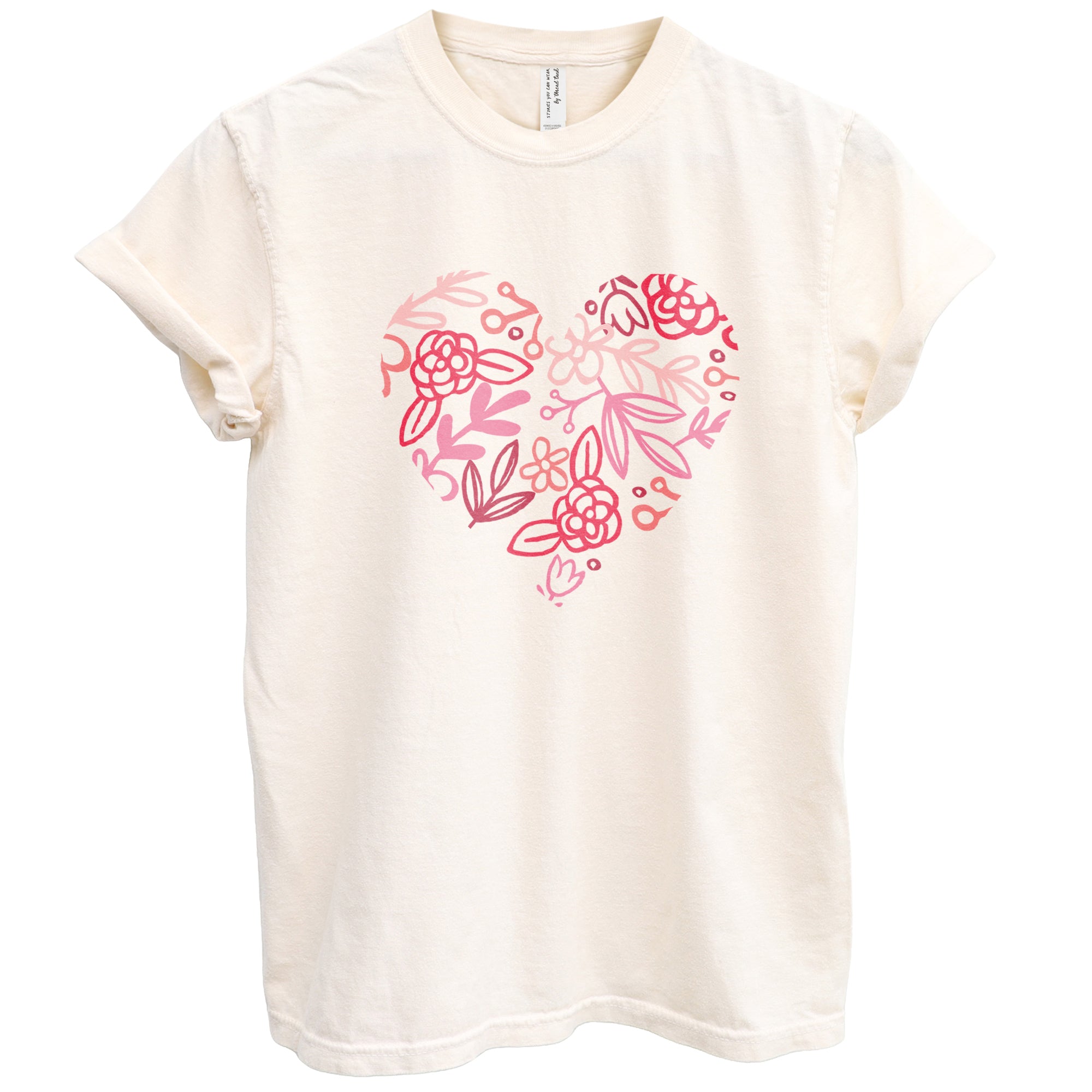 Floral Heart Shirt Garment-Dyed Tee