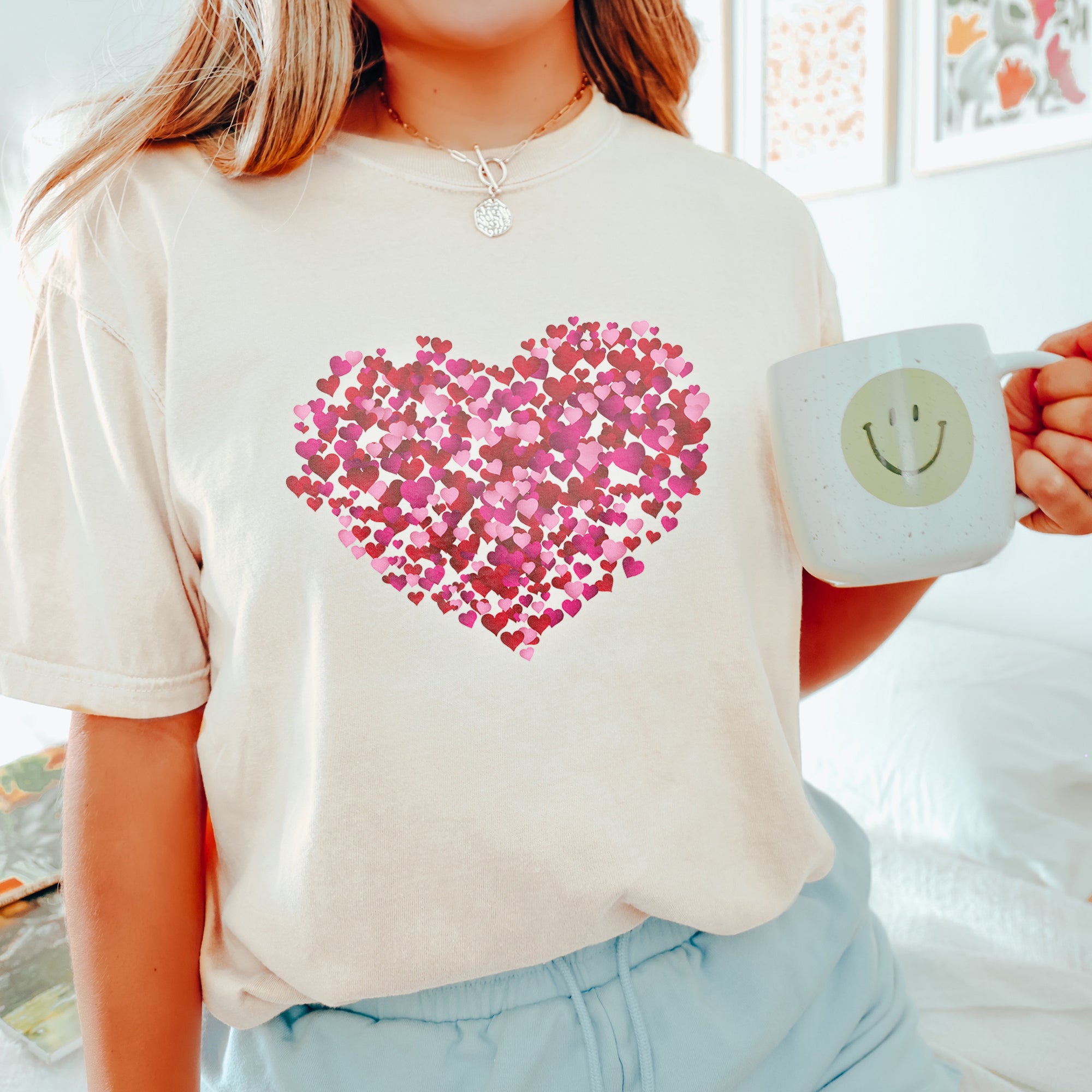 Floating Heart Valentines Shirt Garment-Dyed Tee