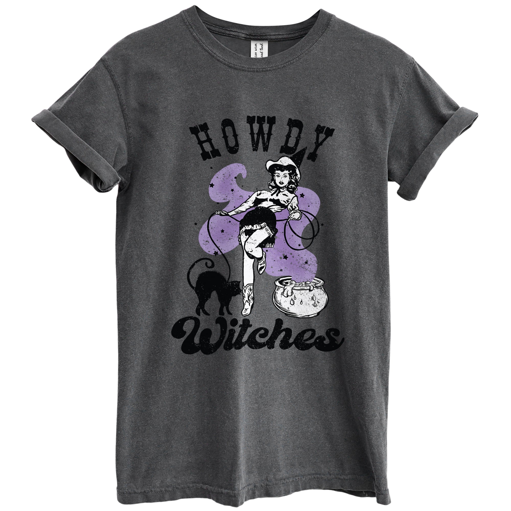 Howdy Witches Oversized Shirt for Women Garment-Dyed Graphic Tee