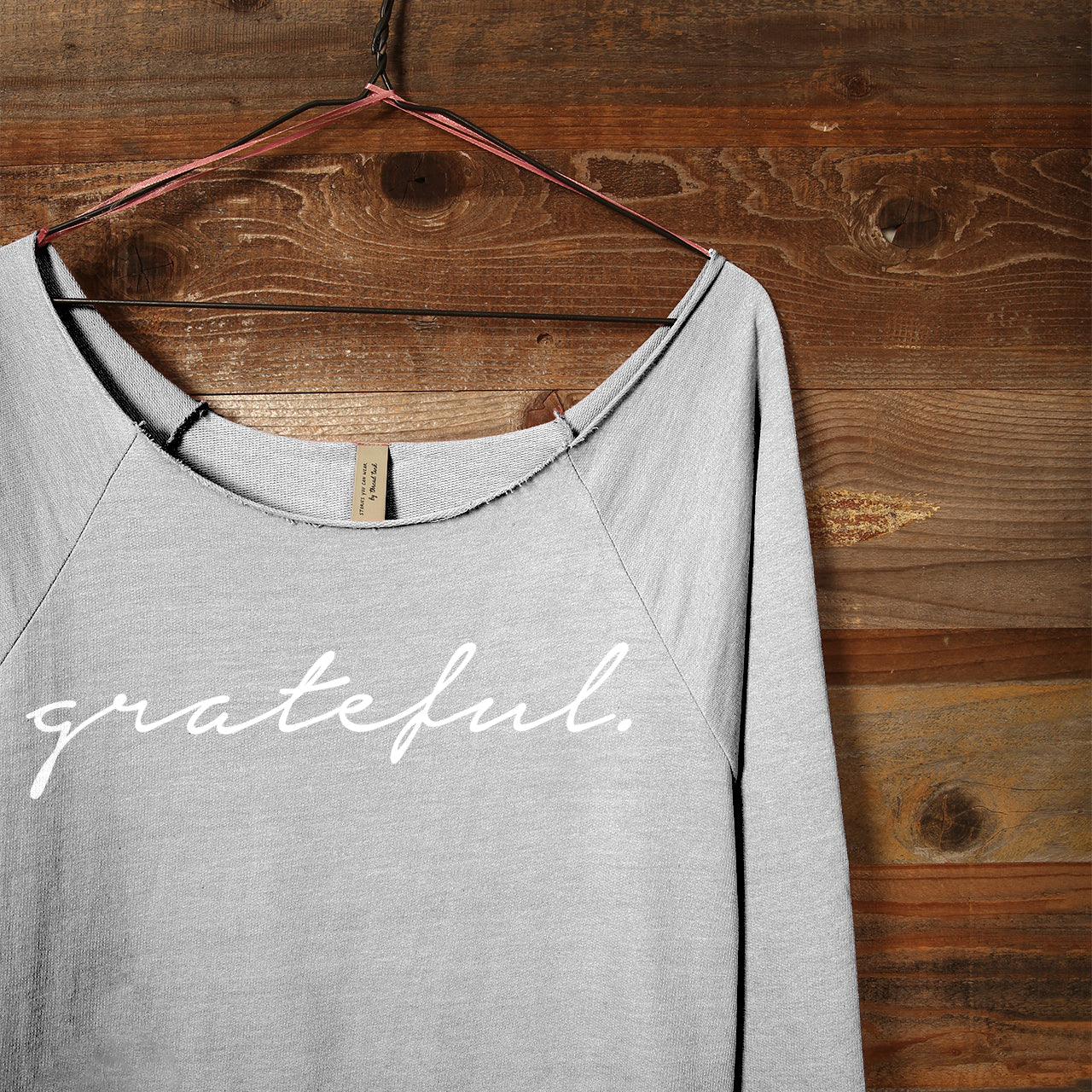 Grateful Women's Graphic Printed Lightweight Slouchy 3/4 Sleeves Sweatshirt Sport Grey