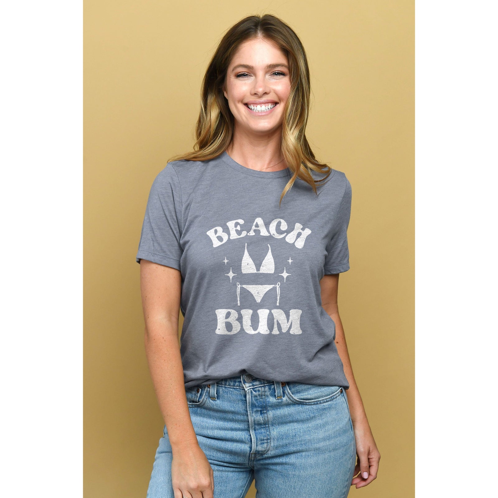 Beach Bum Women's Relaxed Crewneck Graphic T-Shirt Top Tee