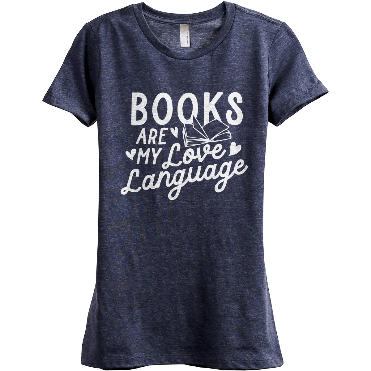 Books Are My Love Language Women's Relaxed Crewneck Graphic T-Shirt Top ...