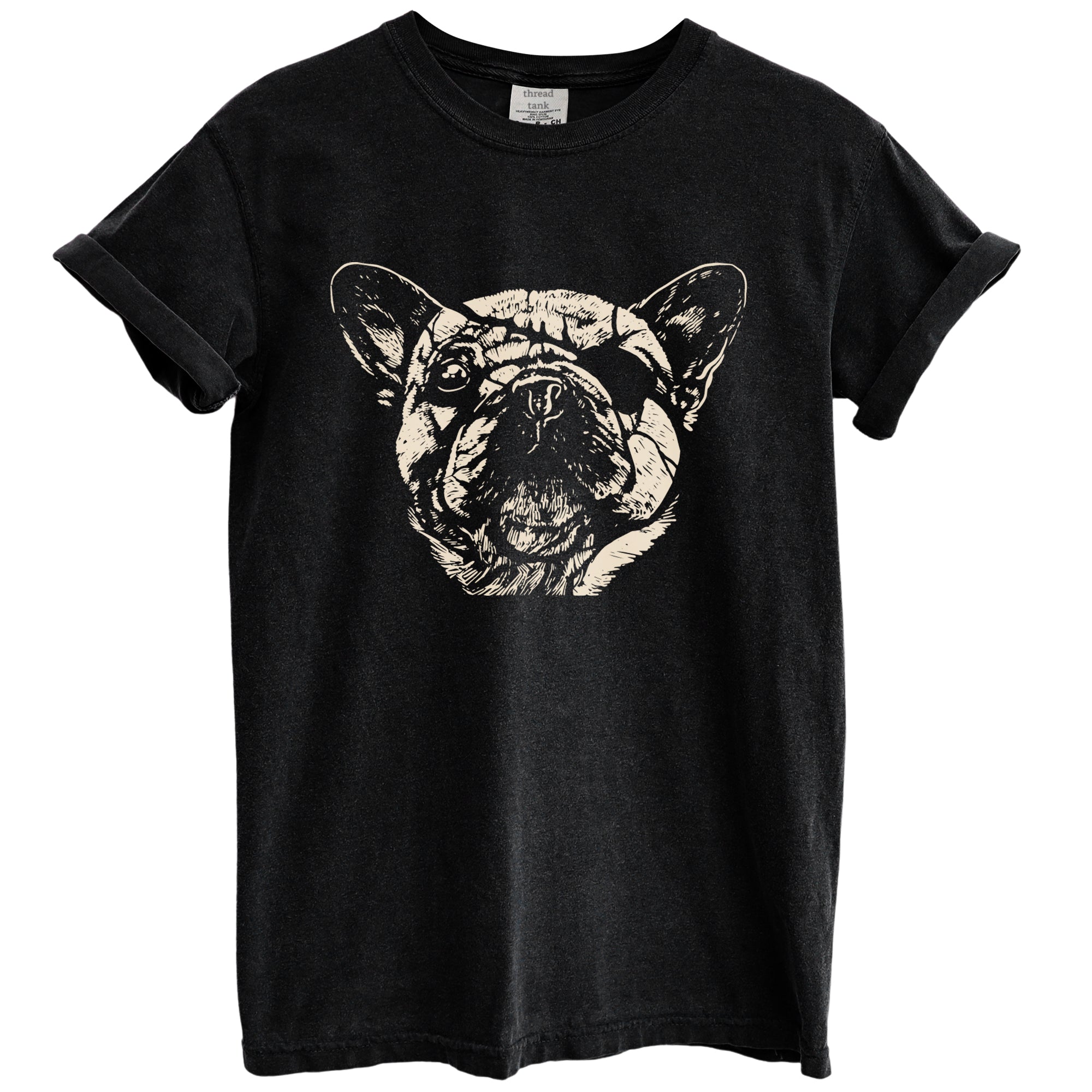 Eye Patch Frenchie Dog Sketch Garment-Dyed Tee - Stories You Can Wear