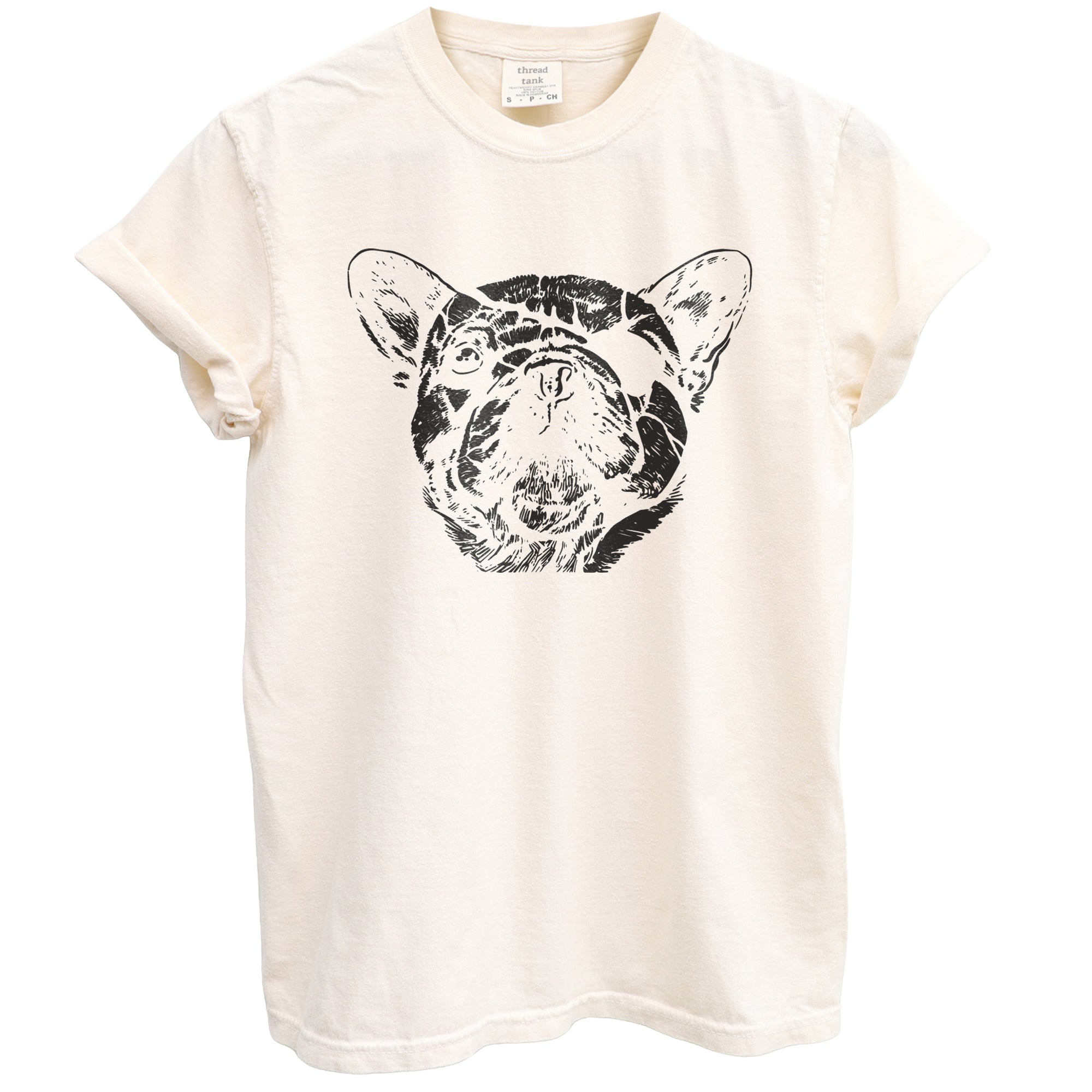 Eye Patch Frenchie Dog Sketch Garment-Dyed Tee - Stories You Can Wear