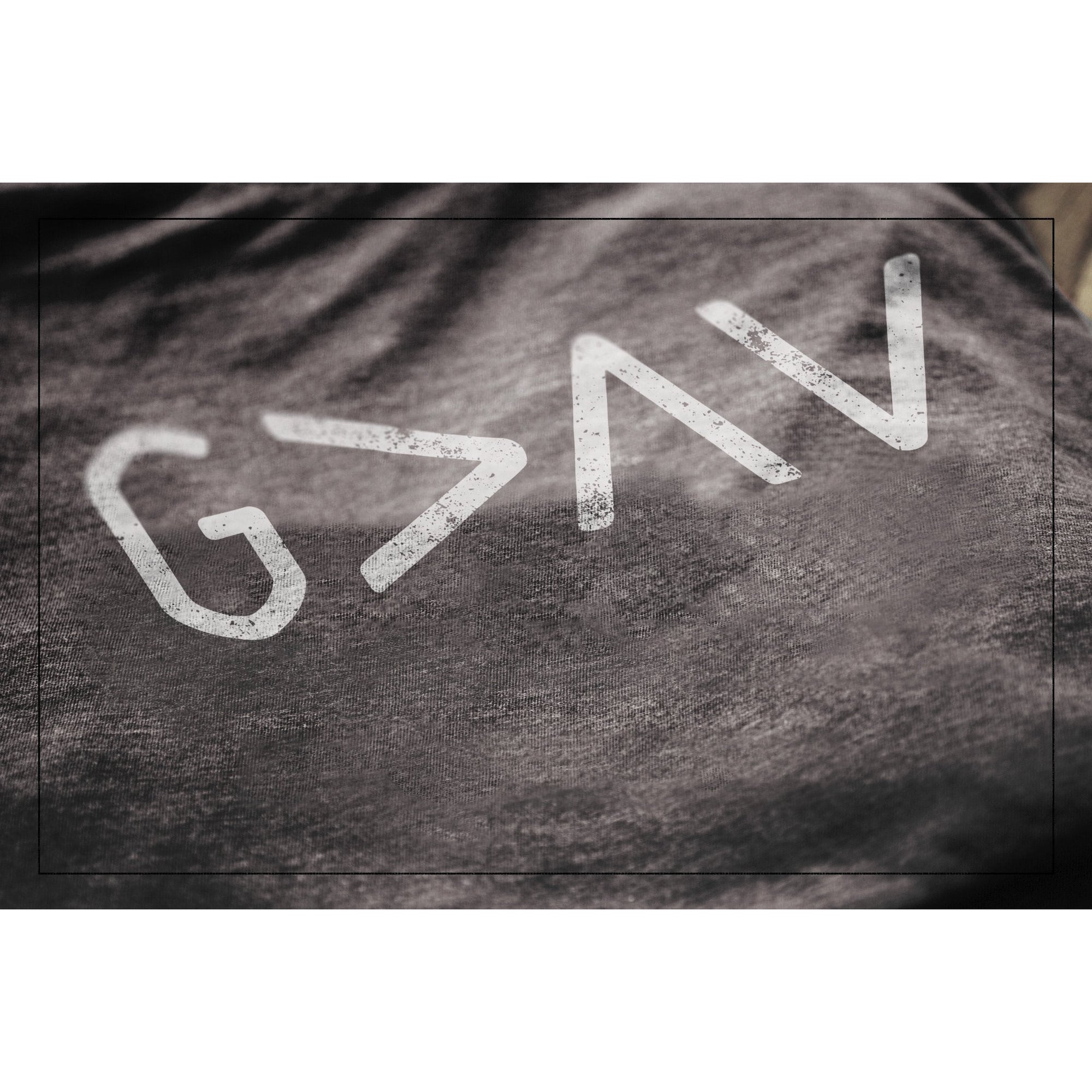 God Is Greater Than The Highs And Lows Charcoal Printed Graphic Men's Crew T-Shirt Tee Closeup Details