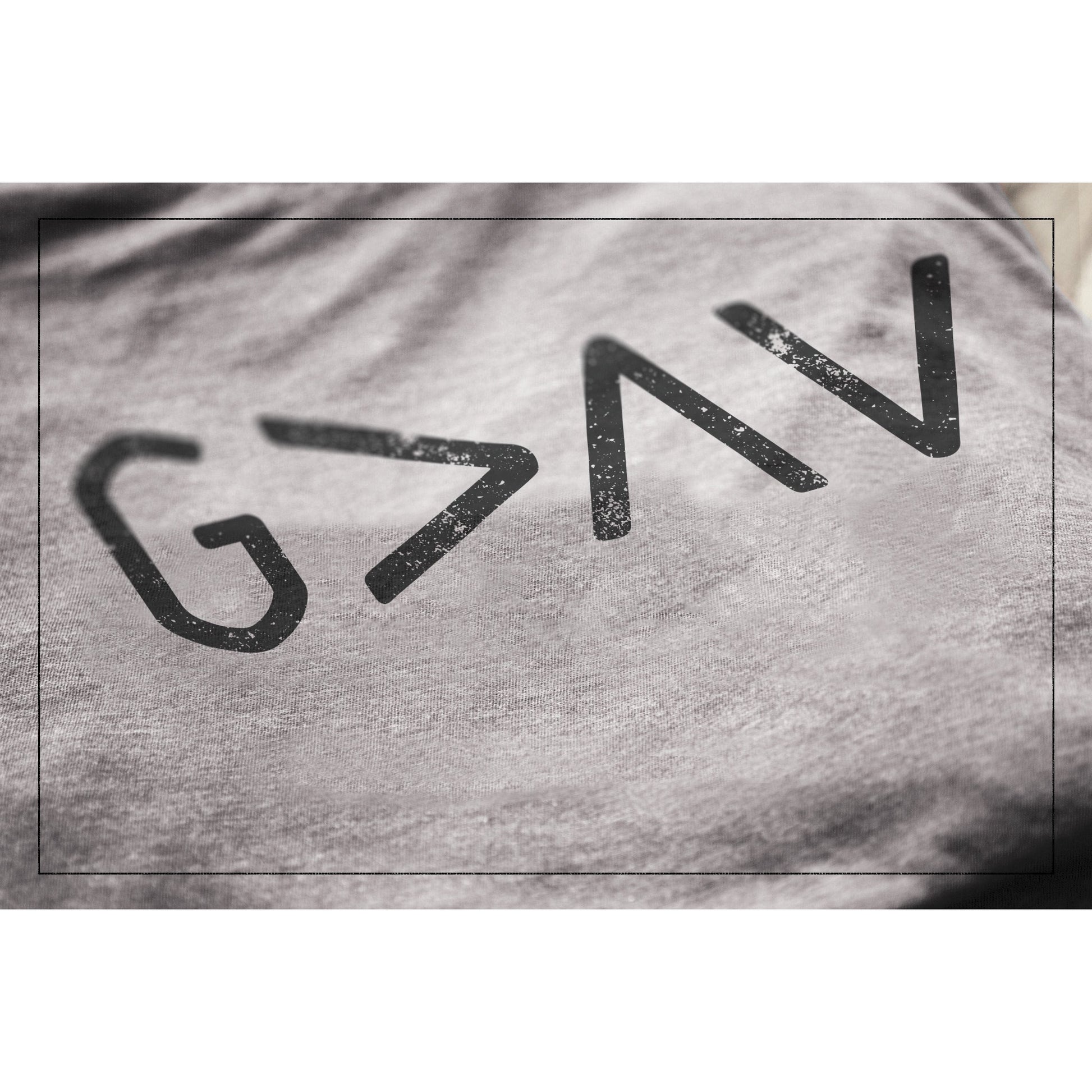 God Is Greater Than The Highs And Lows Heather Grey Printed Graphic Men's Crew T-Shirt Tee Closeup Details
