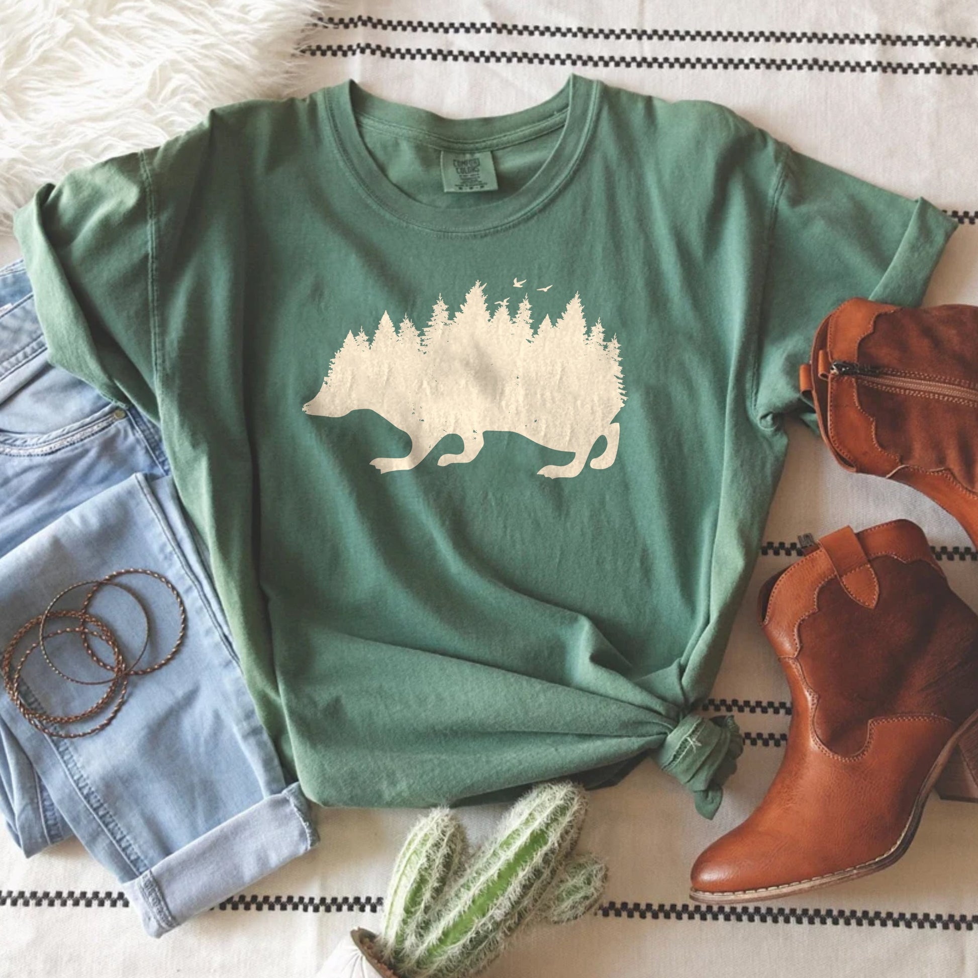 Hedgehog Forest Garment-Dyed Tee - Stories You Can Wear