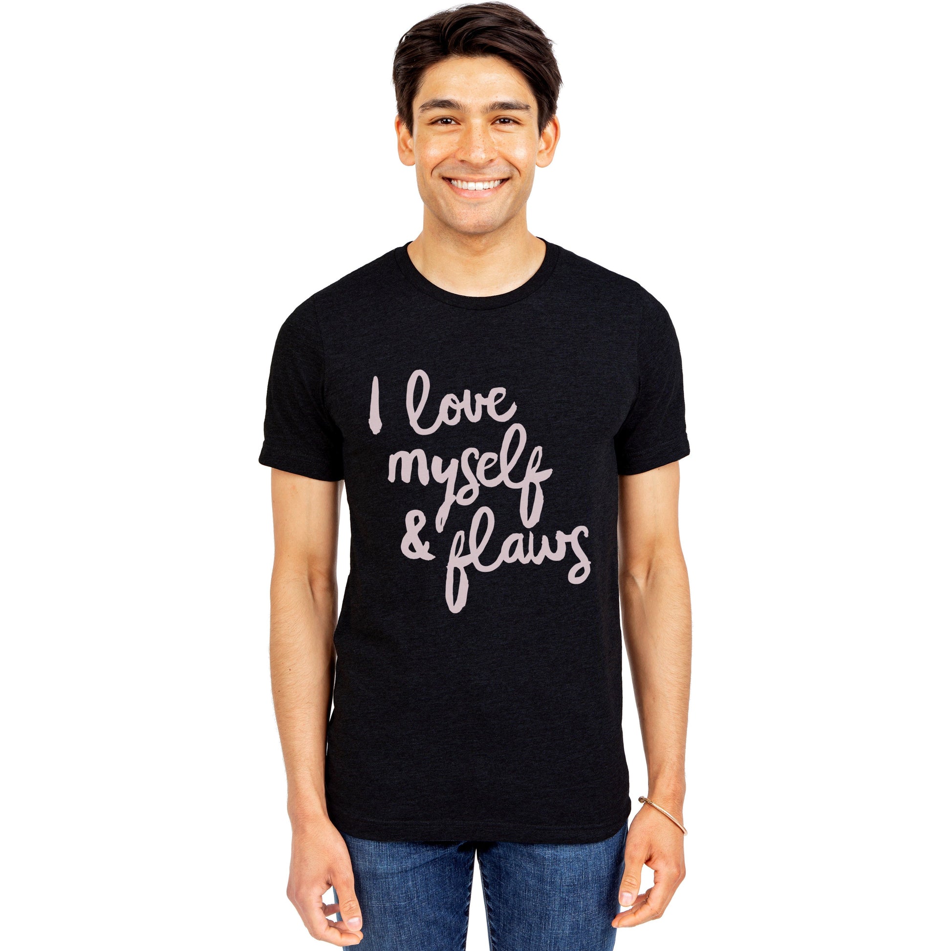 I Love Myself and Flaws Printed Graphic Men's Crew T-Shirt Tee