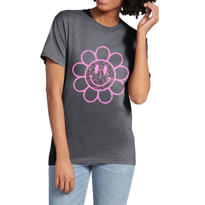 Leopard Daisy Smiley Garment-Dyed Tee - Stories You Can Wear