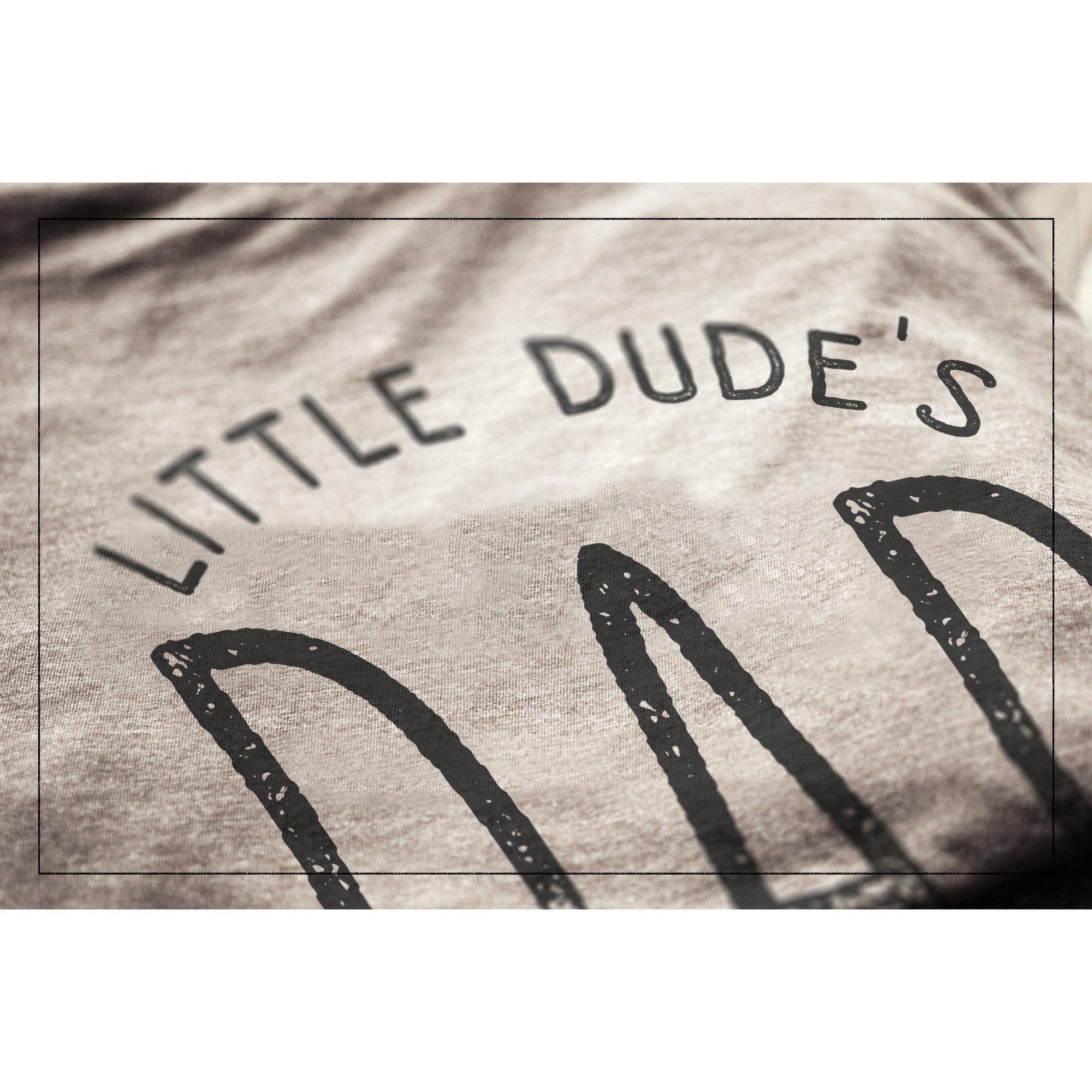 Lil Dude's Dad Military Grey Printed Graphic Men's Crew T-Shirt Tee Closeup Details