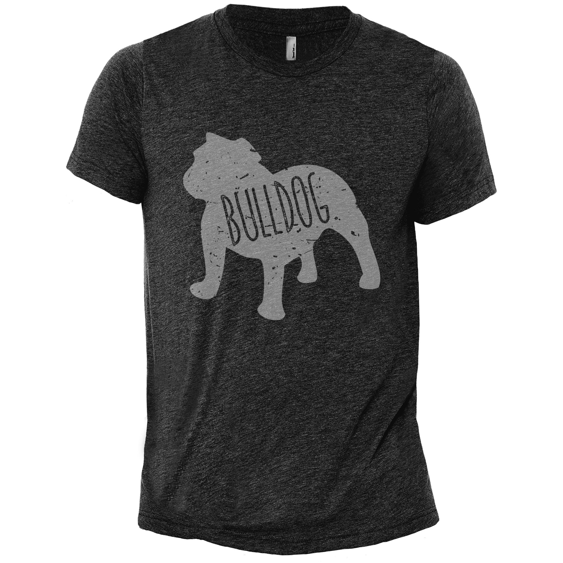 Bulldog Dog Silhouette Charcoal Printed Graphic Men's Crew T-Shirt Tee