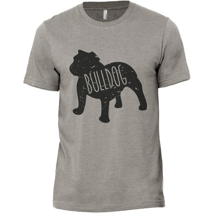 Bulldog Dog Silhouette Military Grey Printed Graphic Men's Crew T-Shirt Tee