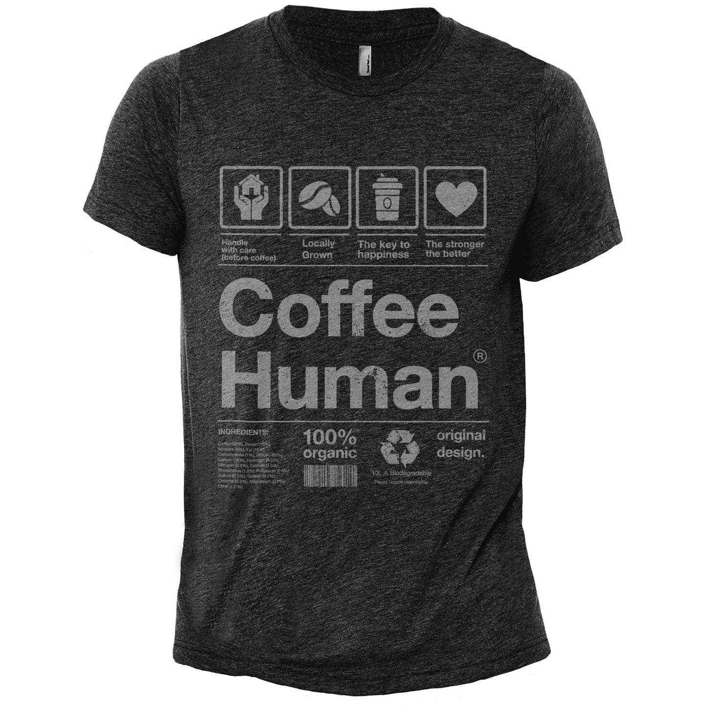 Coffee Human Charcoal Printed Graphic Men's Crew T-Shirt Tee