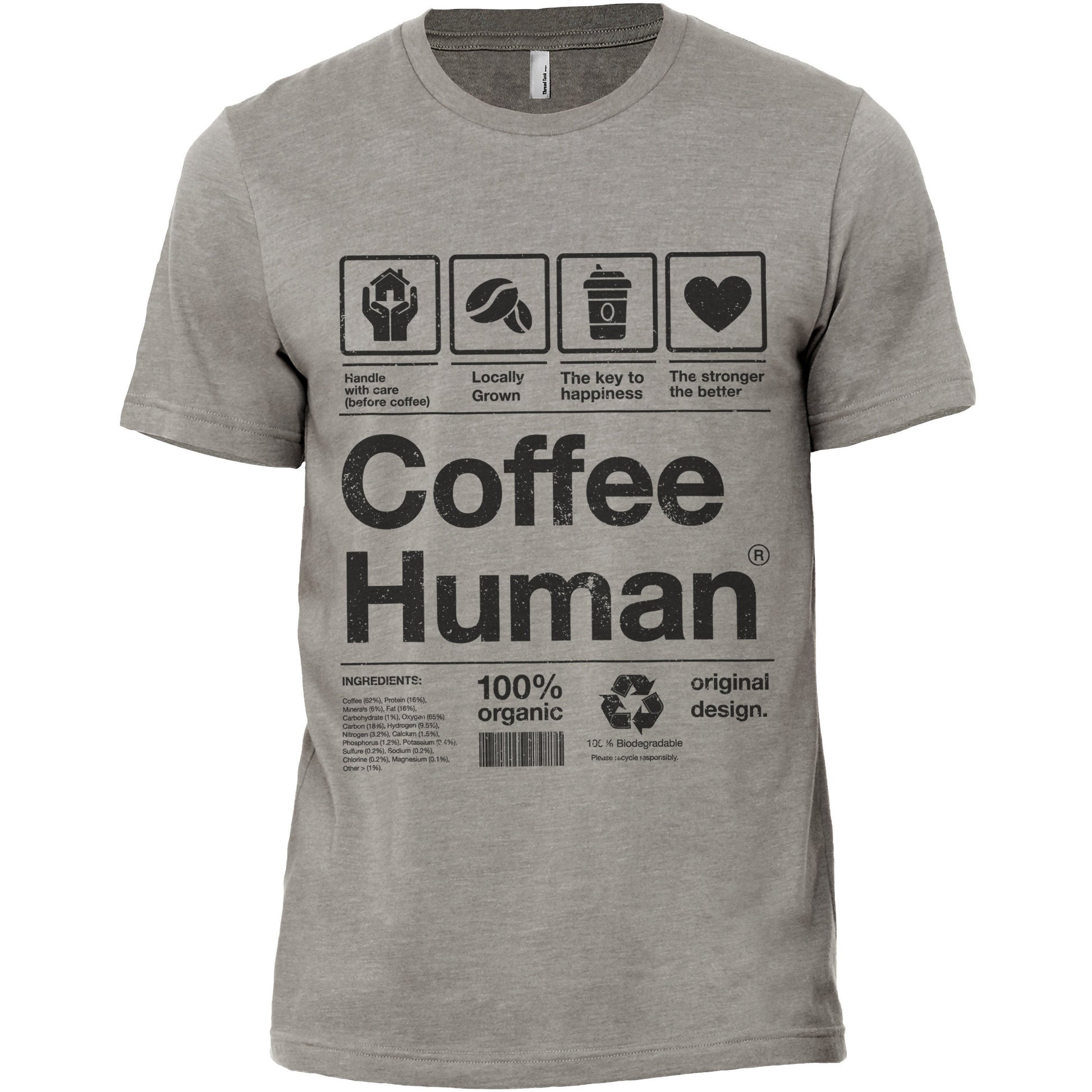 Coffee Human Military Grey Printed Graphic Men's Crew T-Shirt Tee