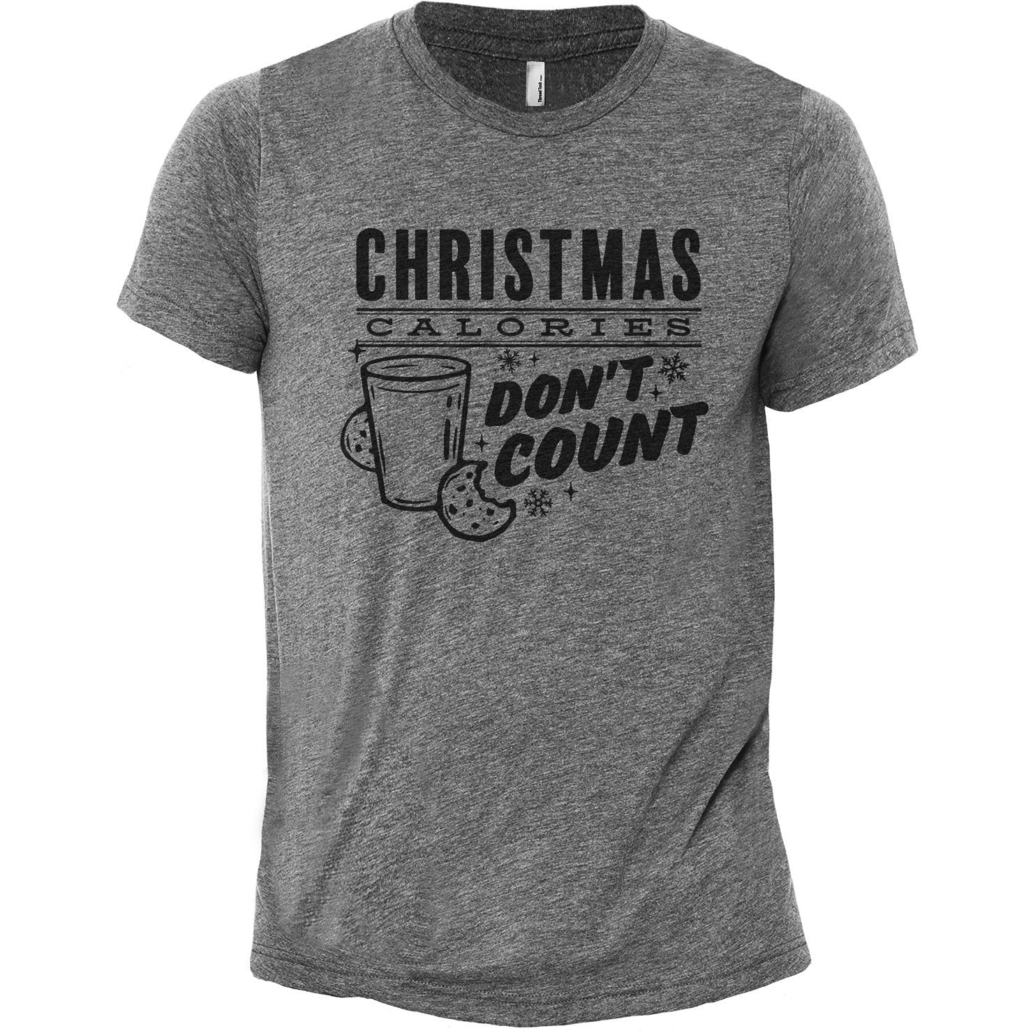 Christmas Calories Don't Count Heather Grey Printed Graphic Men's Crew T-Shirt Tee