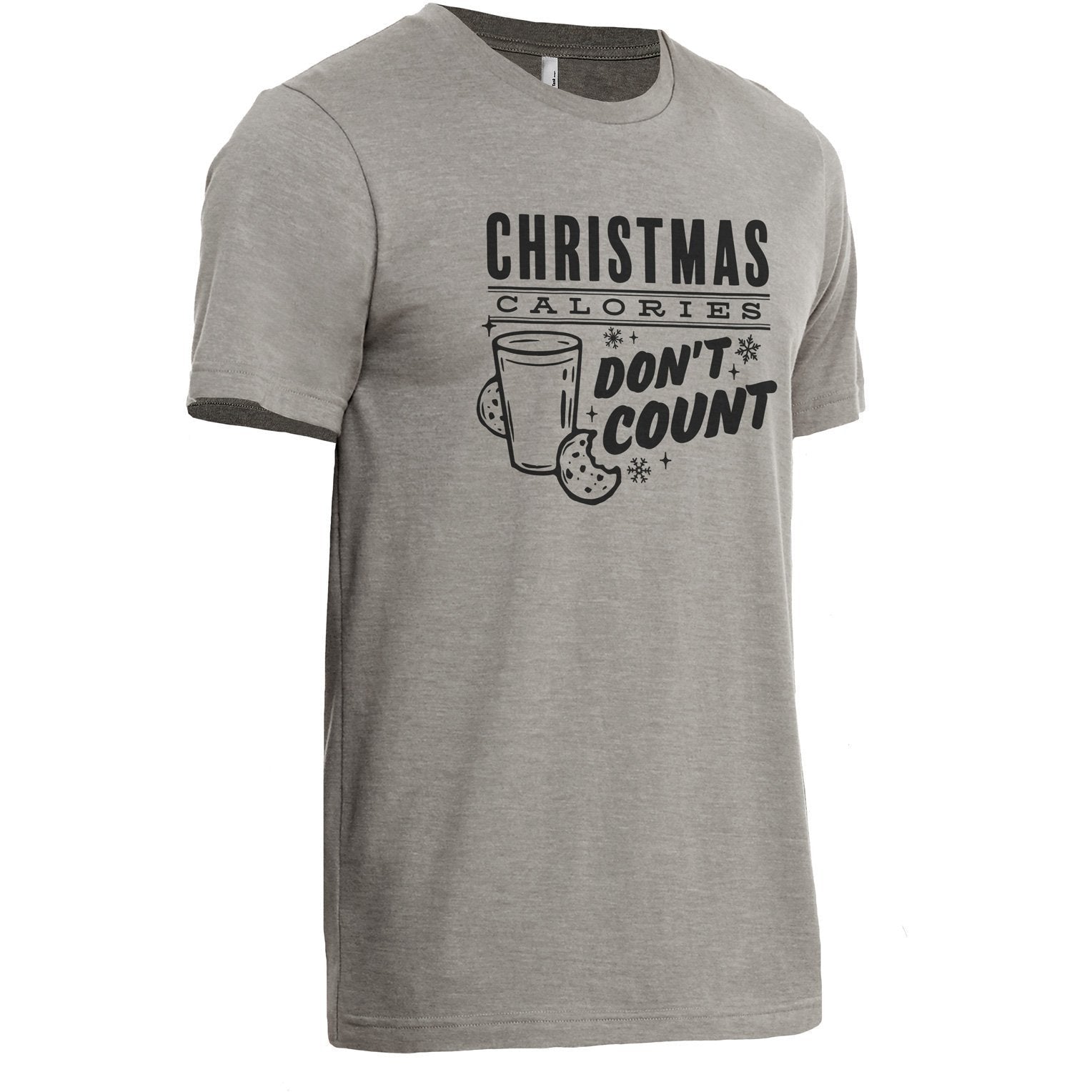 Christmas Calories Don't Count Military Grey Printed Graphic Men's Crew T-Shirt Tee Side View