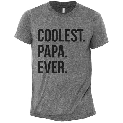 Coolest Papa Ever Heather Grey Printed Graphic Men's Crew T-Shirt Tee
