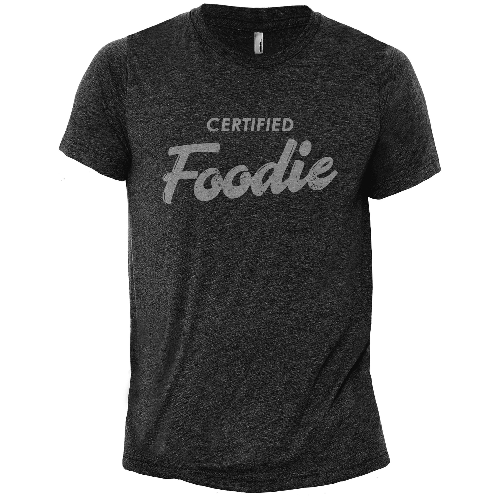 Certified Foodie Heather Grey Printed Graphic Men's Crew T-Shirt Tee