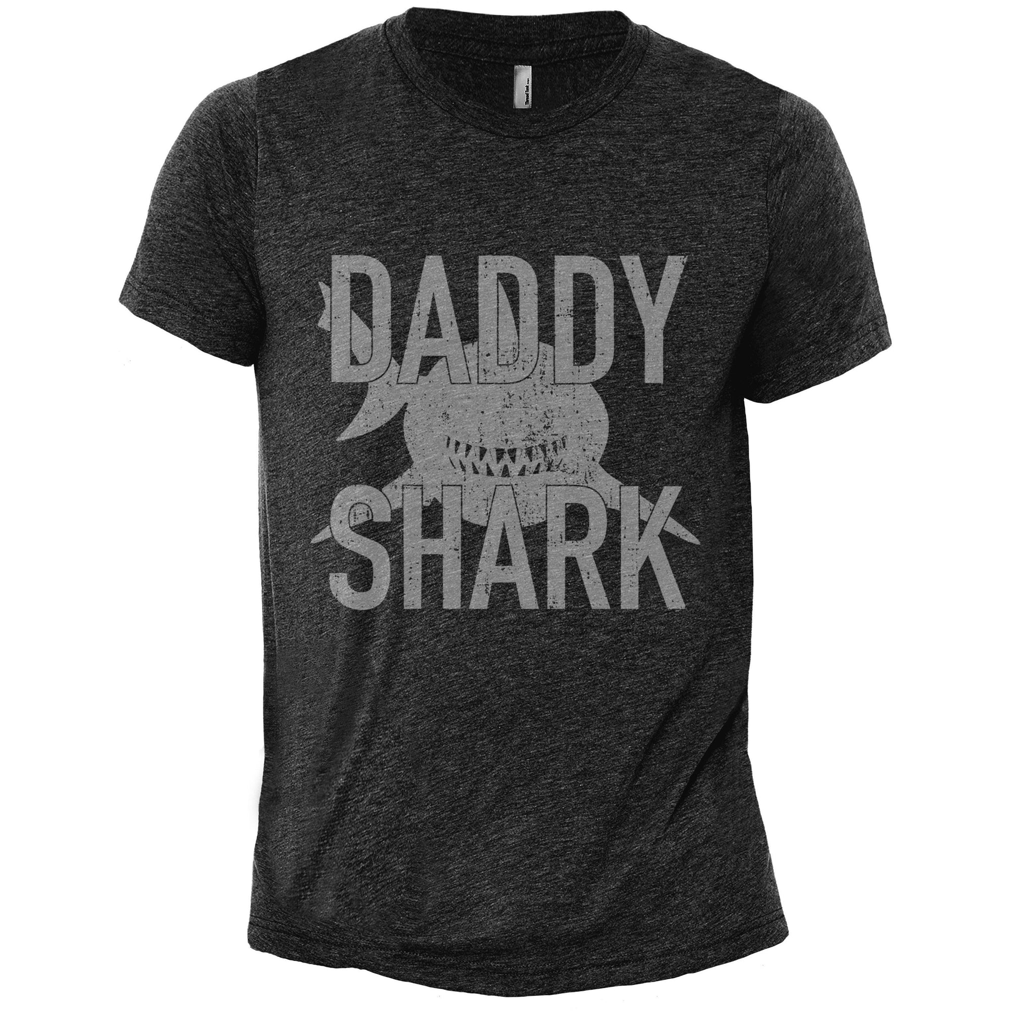 Daddy Shark Heather Grey Printed Graphic Men's Crew T-Shirt Tee