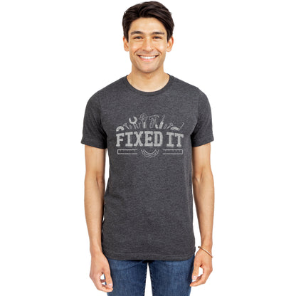 Fixed It Charcoal Printed Graphic Men's Crew T-Shirt Tee Model