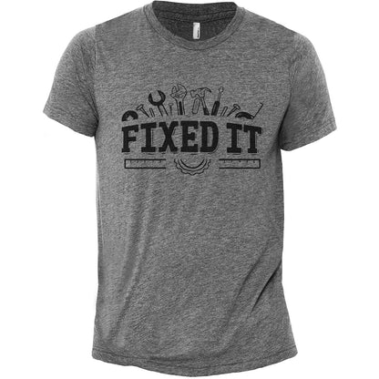 Fixed It Heather Grey Printed Graphic Men's Crew T-Shirt Tee
