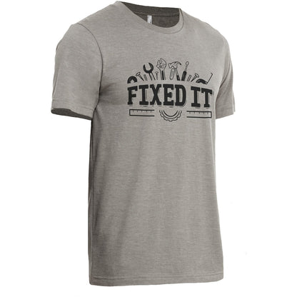 Fixed It Military Grey Printed Graphic Men's Crew T-Shirt Tee Side View