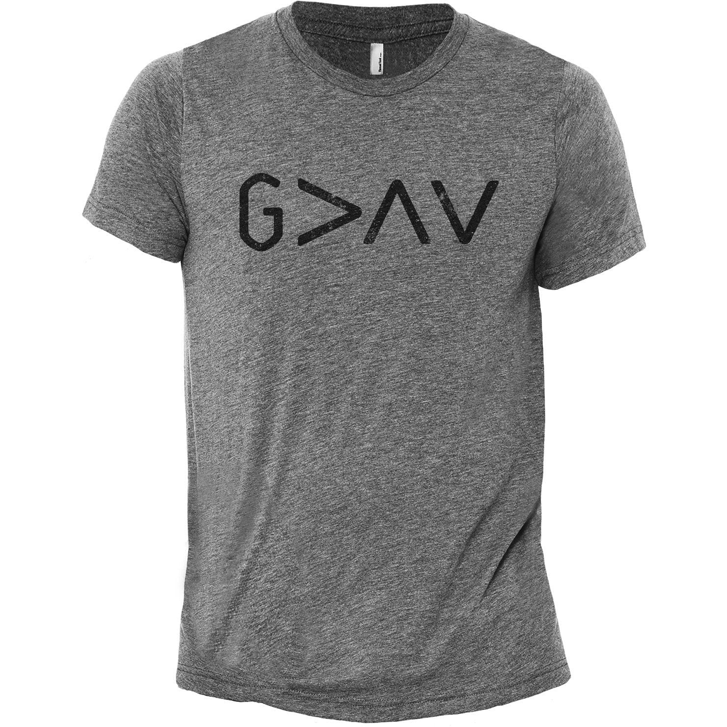 God Is Greater Than The Highs And Lows Heather Grey Printed Graphic Men's Crew T-Shirt Tee