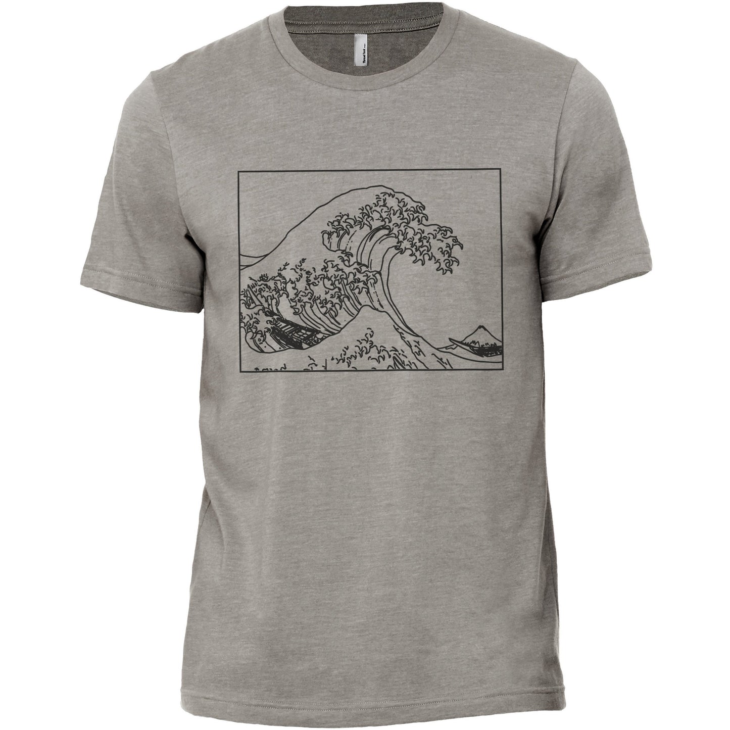 Great Waves Hokusai Military Grey Printed Graphic Men's Crew T-Shirt Tee