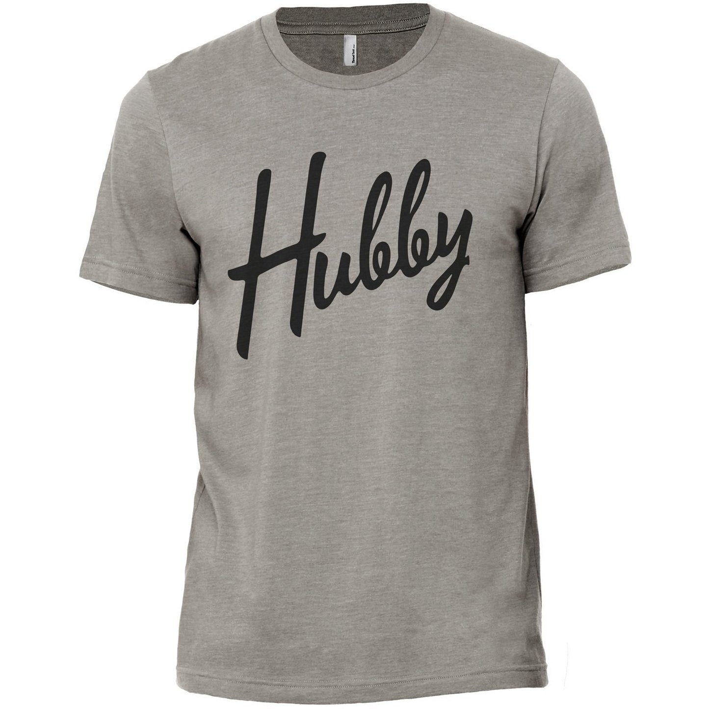 Hubby Cursive Military Grey Printed Graphic Men's Crew T-Shirt Tee